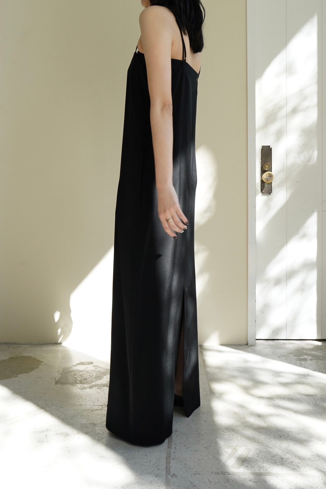 Long cami dress - BLACK