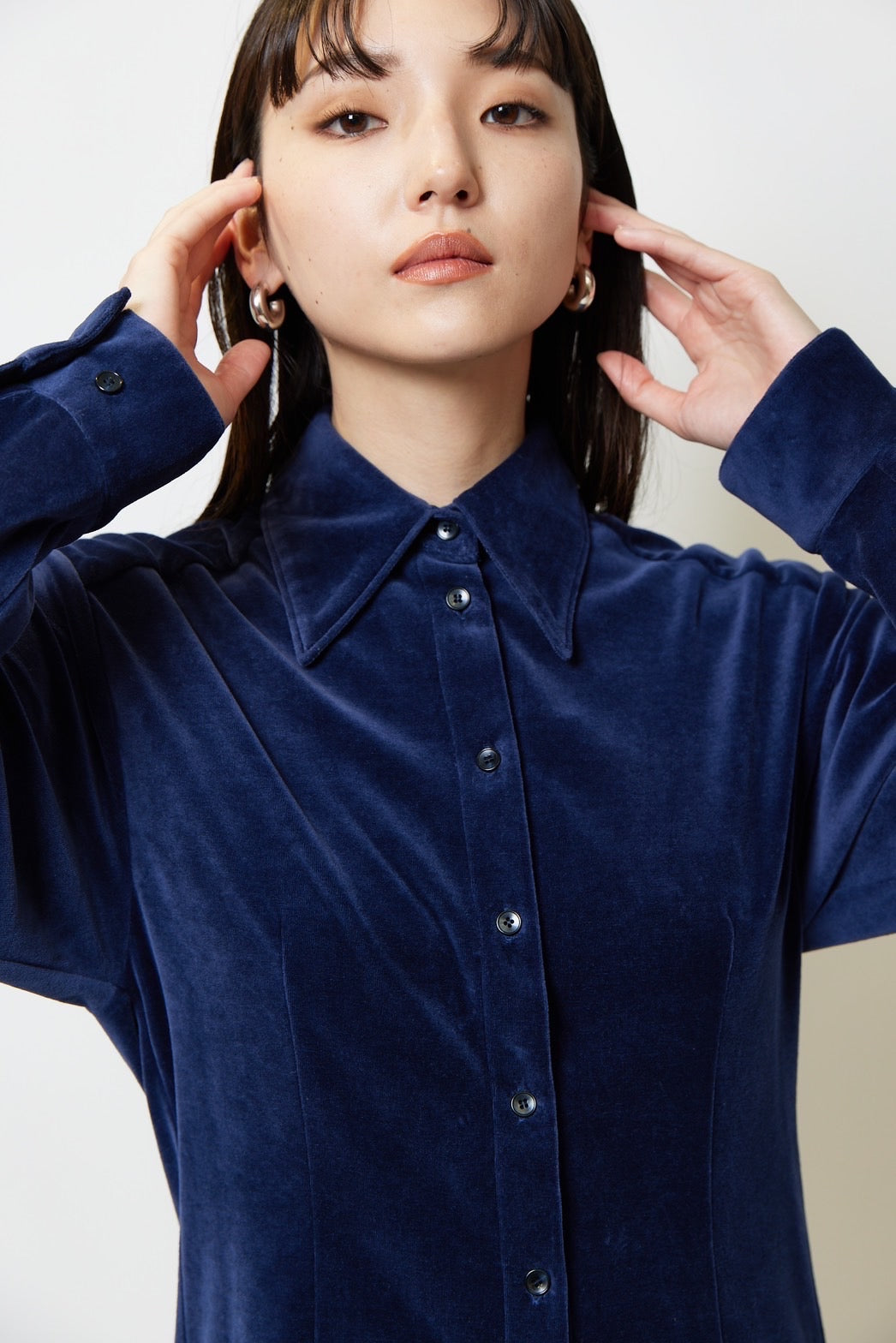 Velor shirt - NAVY