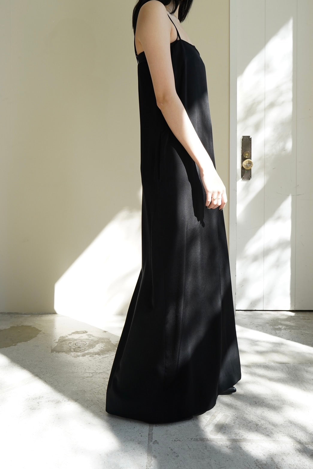 Long cami dress - BLACK