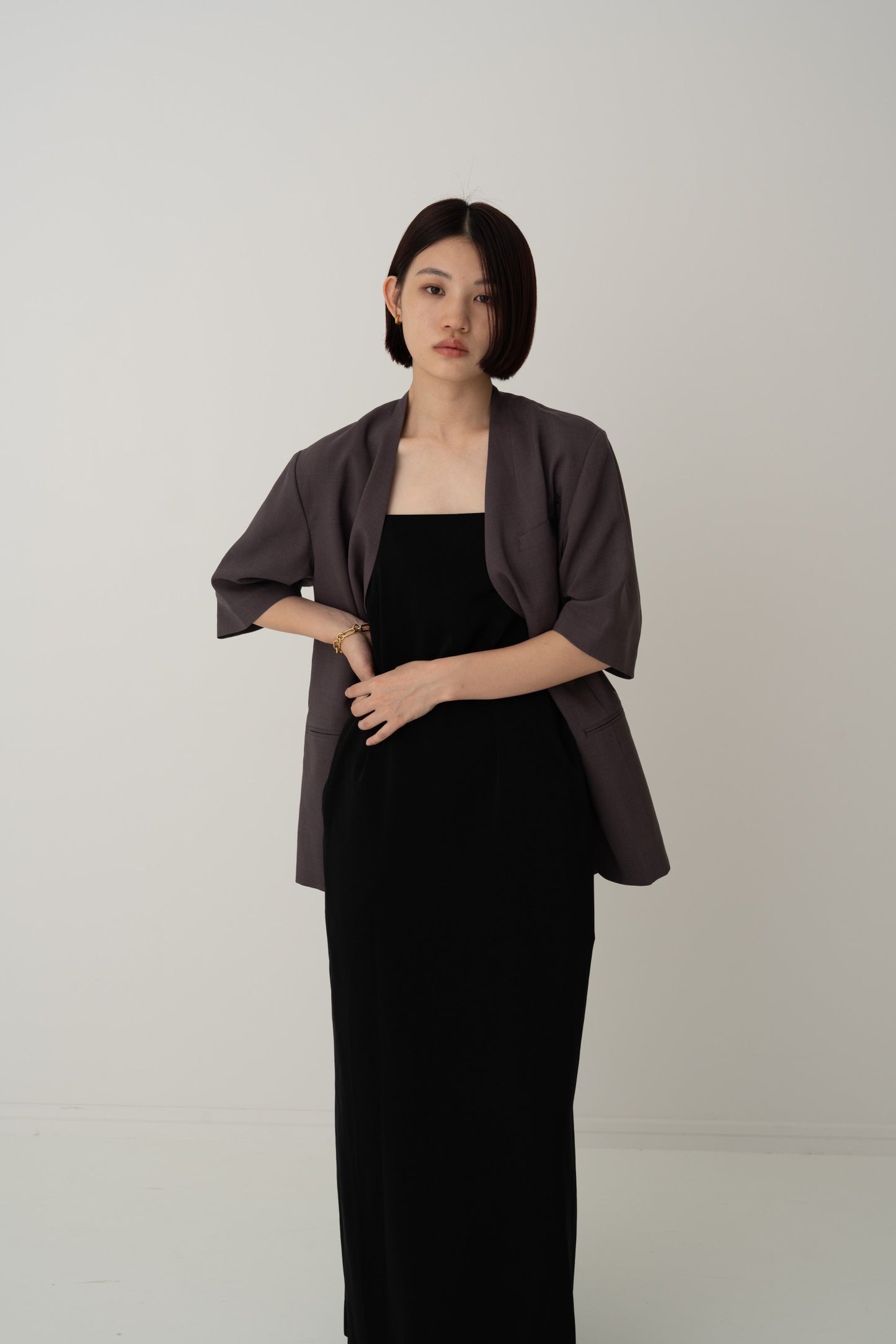 Long cami dress - BLACK