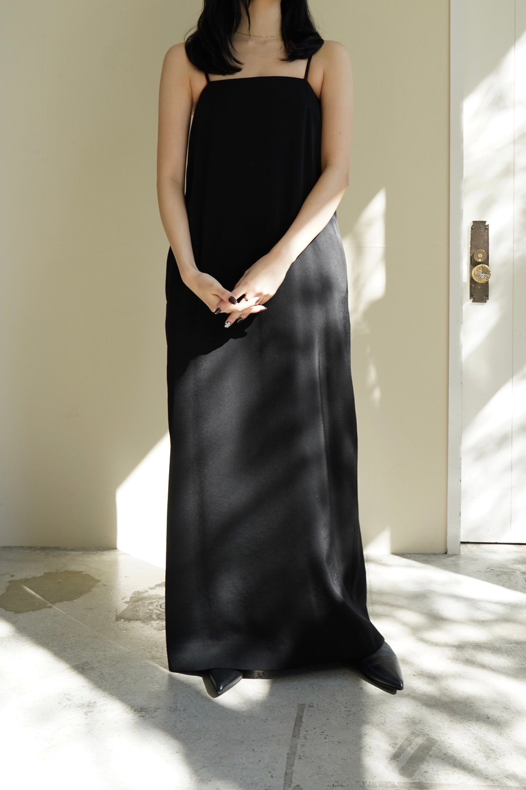 Long cami dress - BLACK