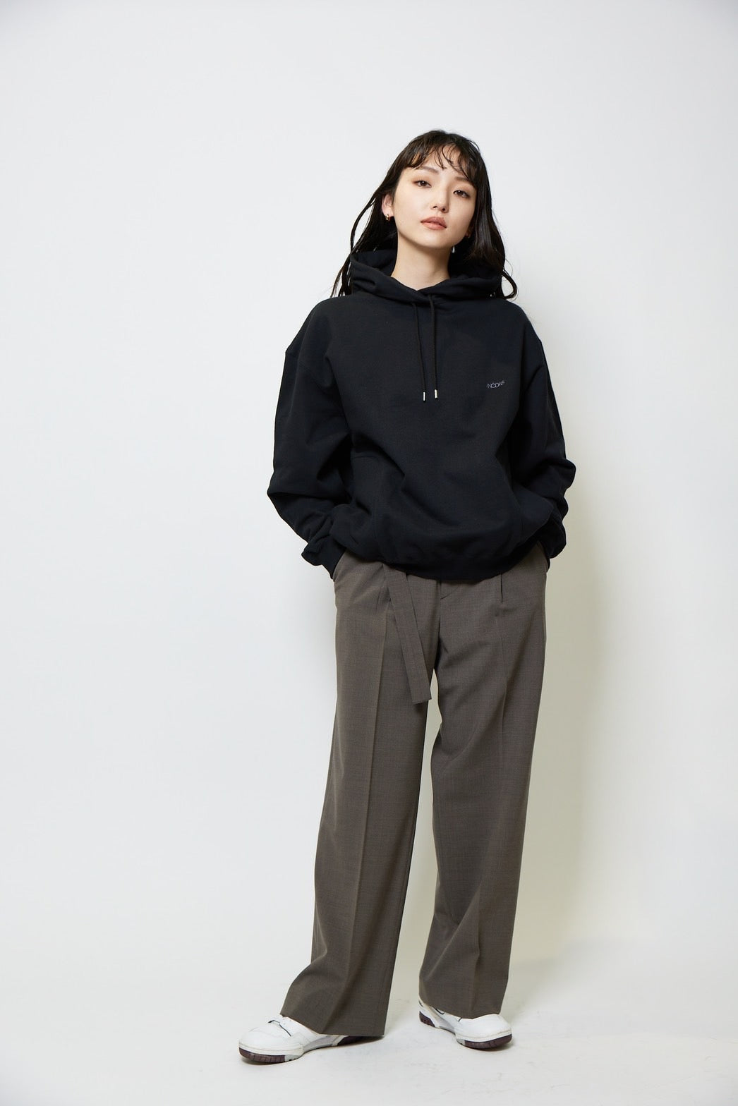 Heavy weight logo sweat hoodie - BLACK