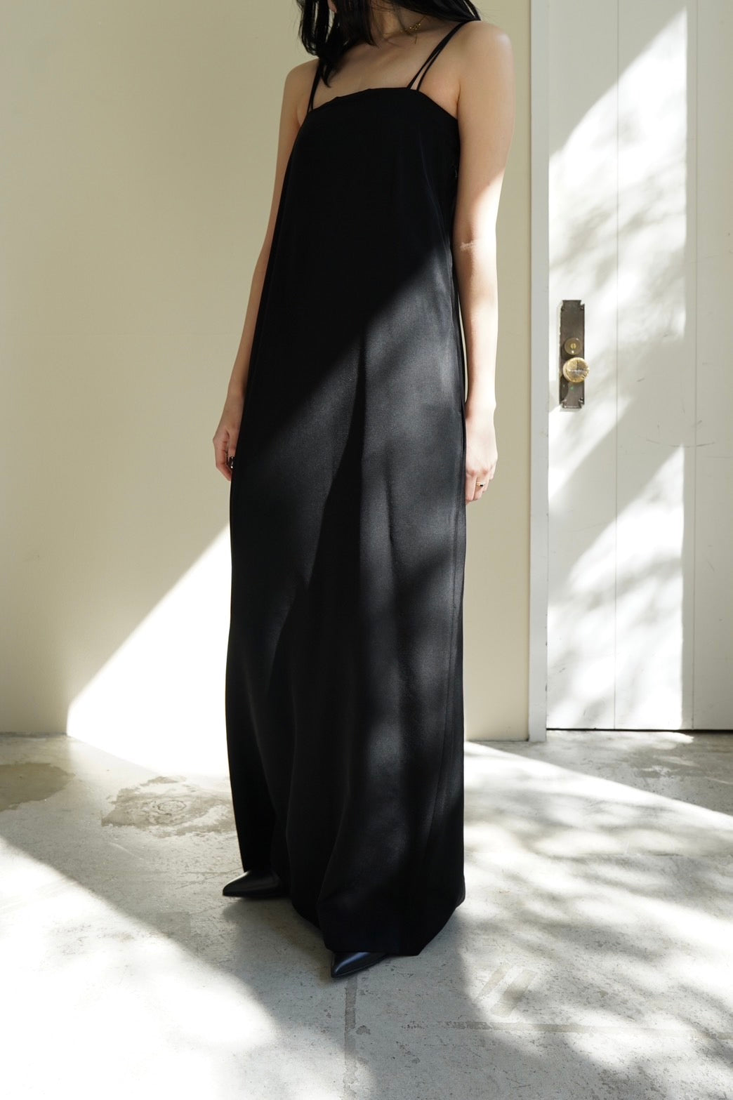 Long cami dress - BLACK