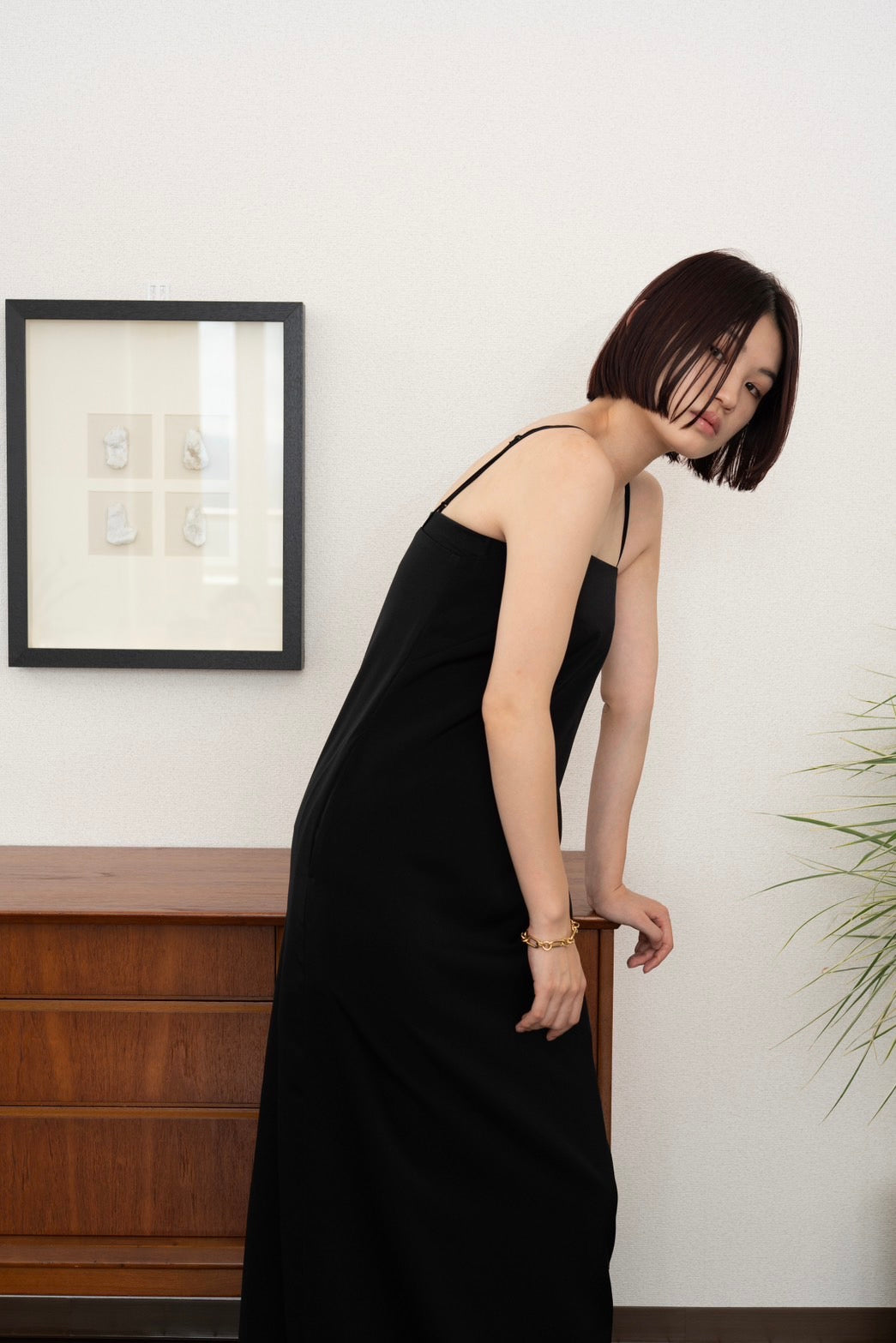Long cami dress - BLACK