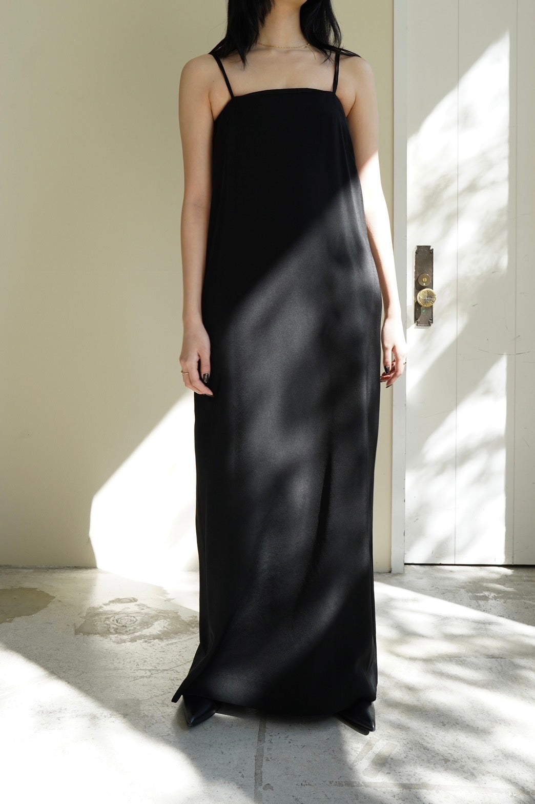 Long cami dress - BLACK