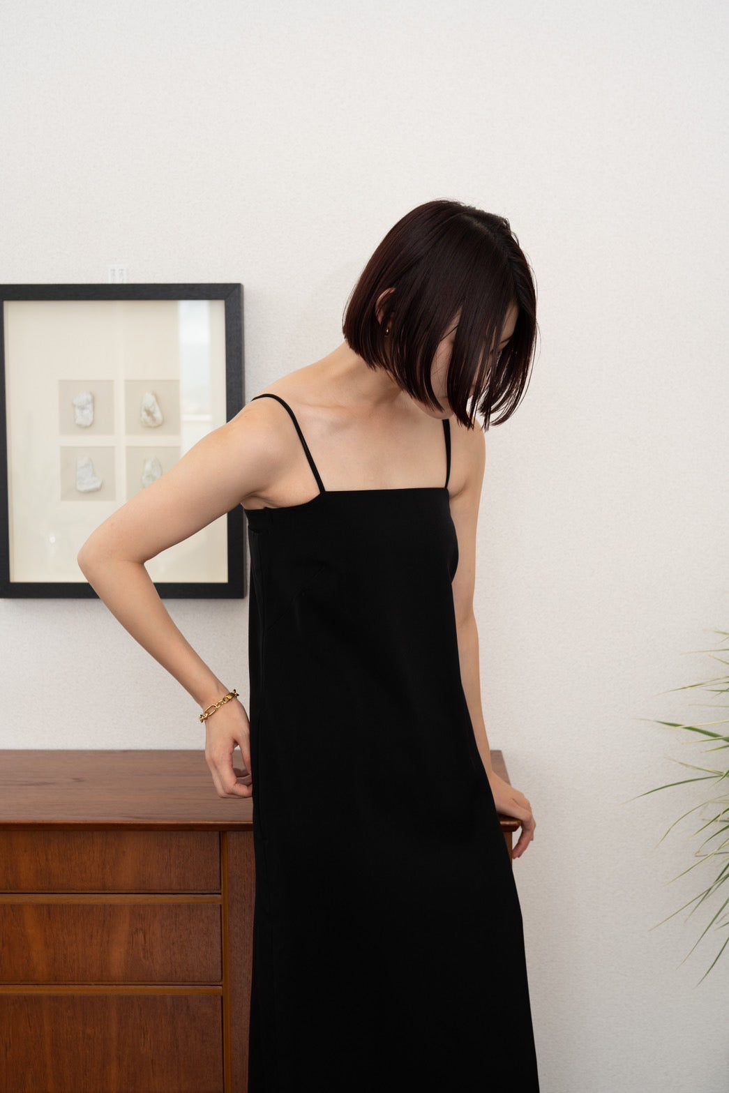 Long cami dress - BLACK