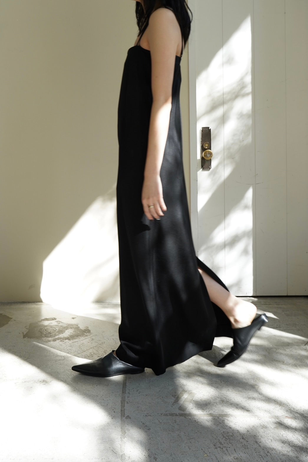 Long cami dress - BLACK