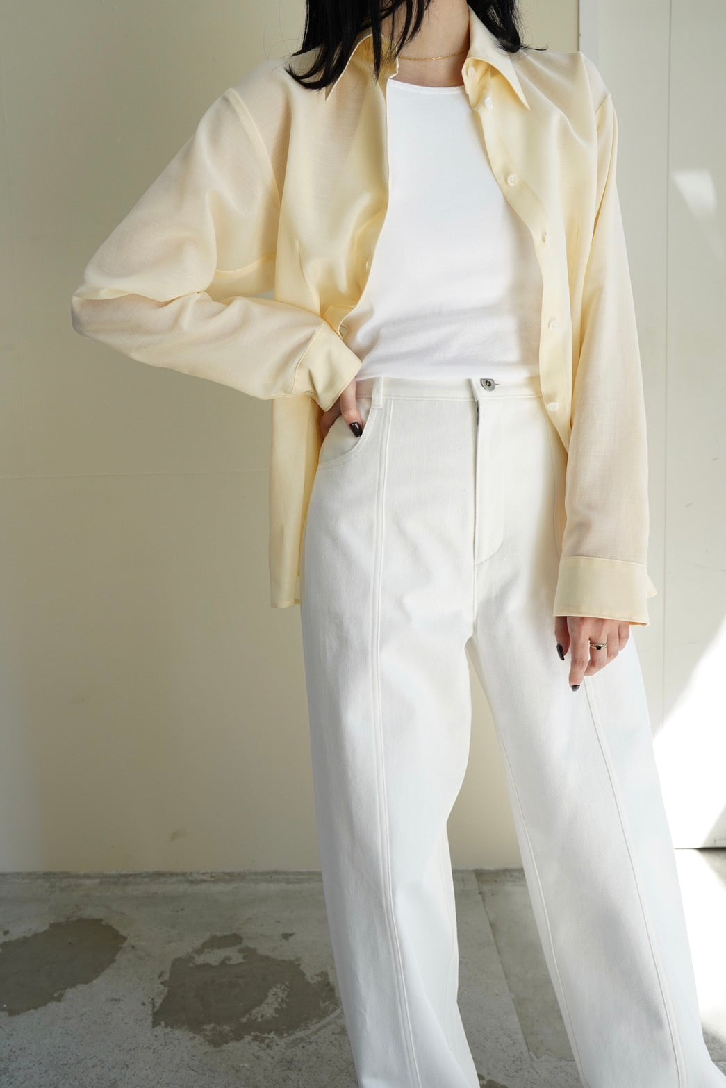 Sheer shirt - LIGHT YELLOW