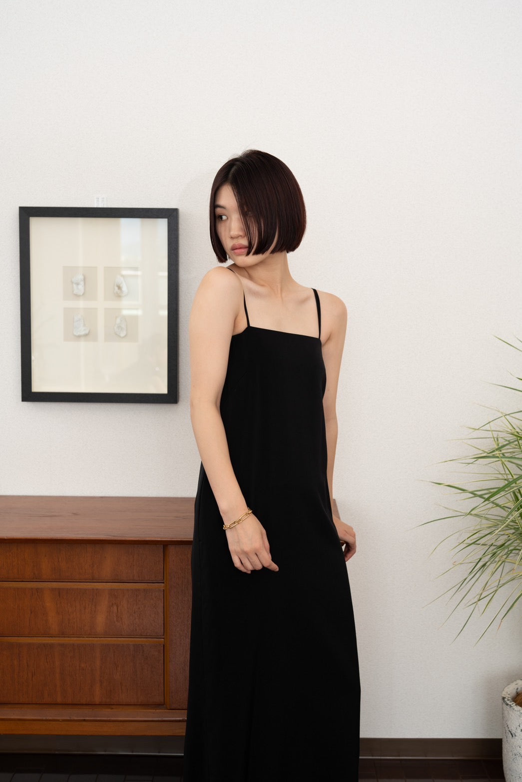 Long cami dress - BLACK