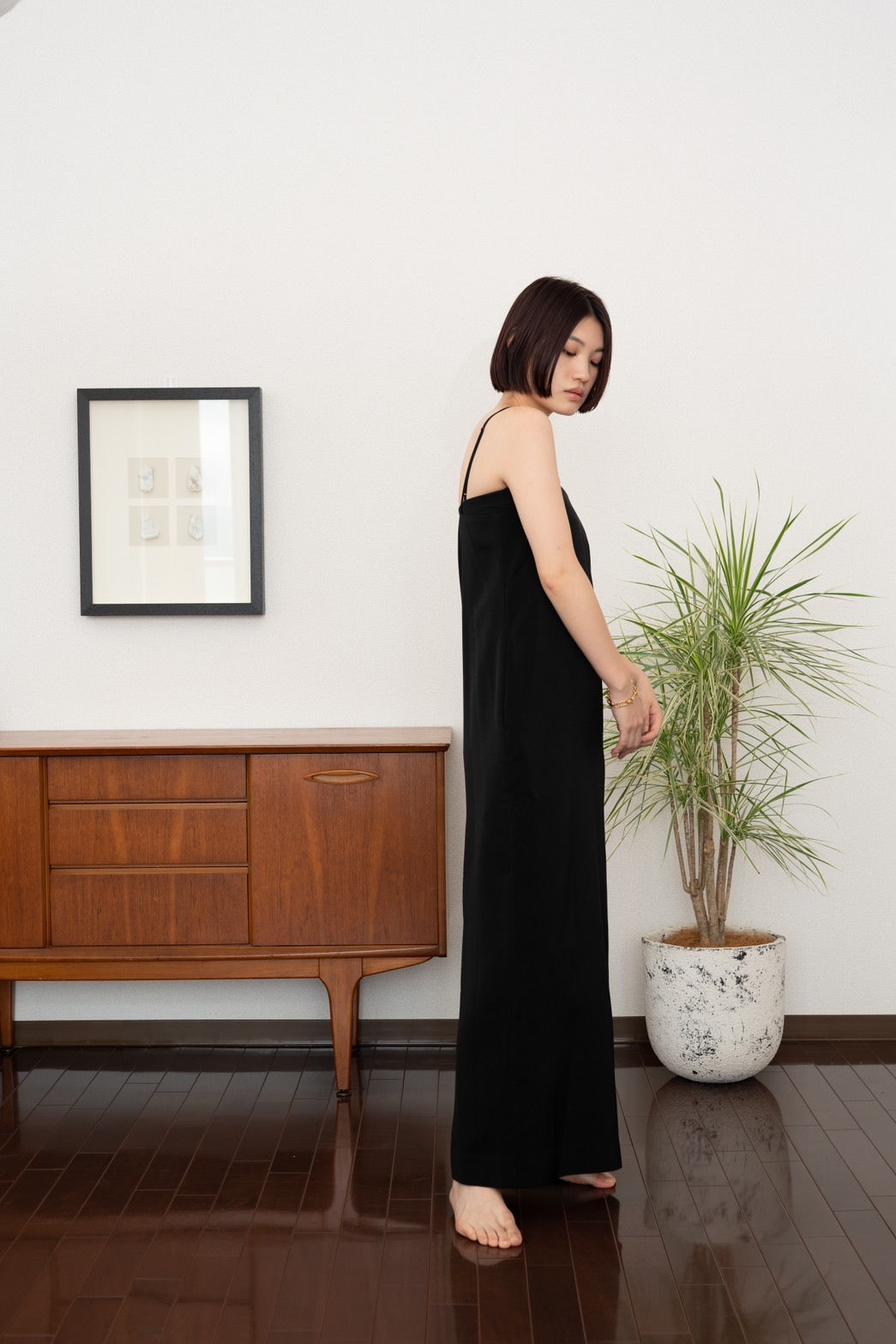 Long cami dress - BLACK