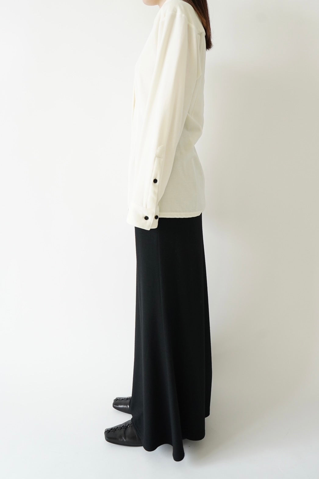 Wool long skirt - BLACK