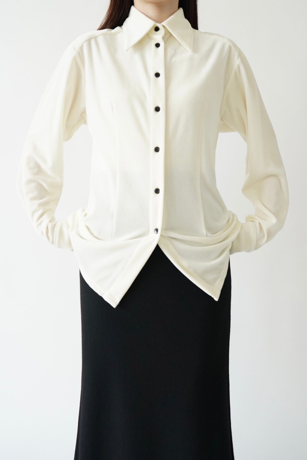 Velor shirt - CREAM