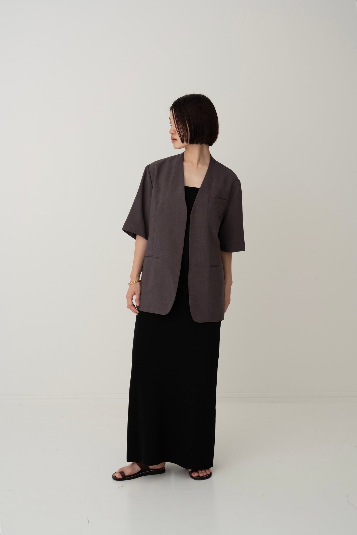 Half Sleeve Jacket - BROWN