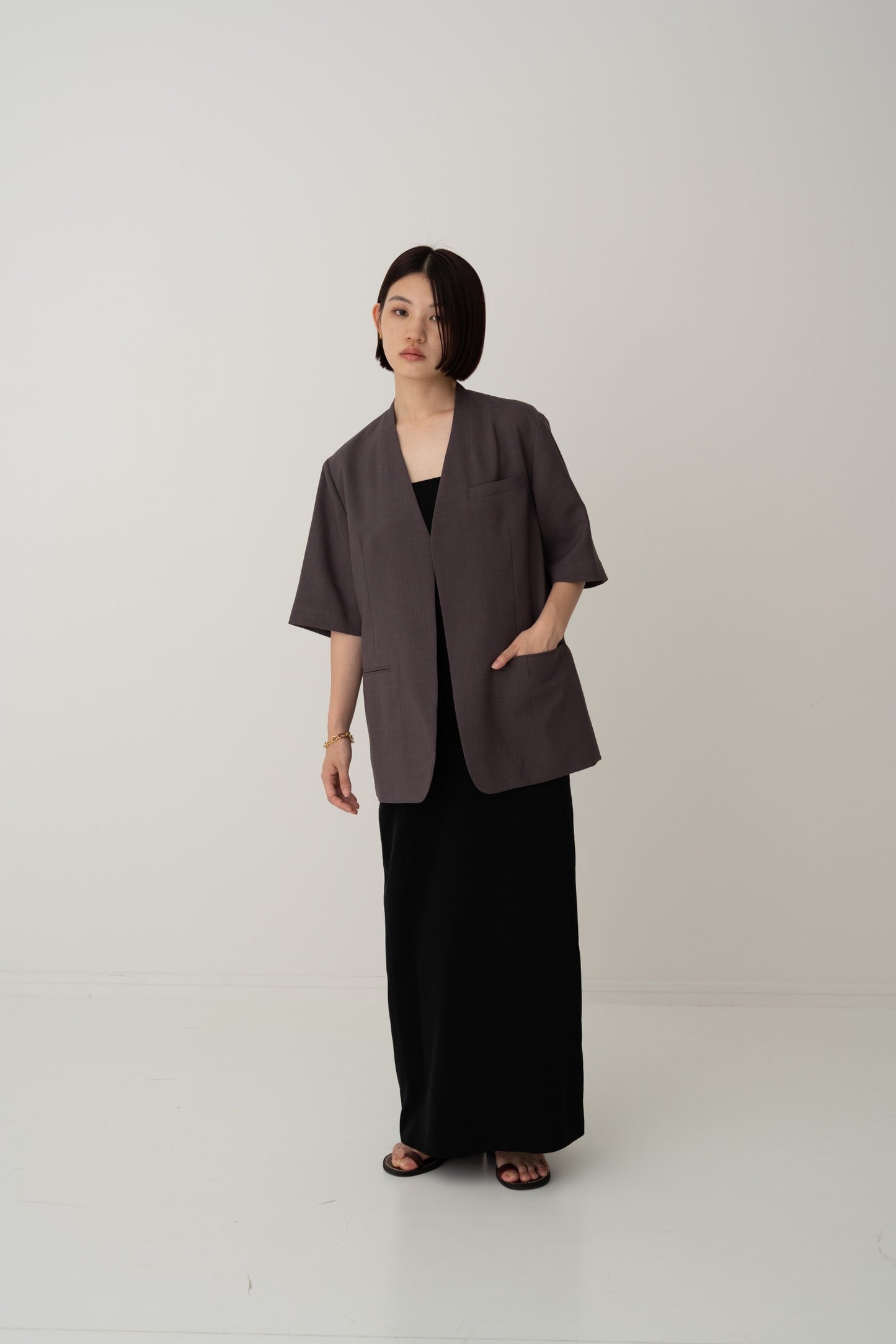 Half Sleeve Jacket - BROWN