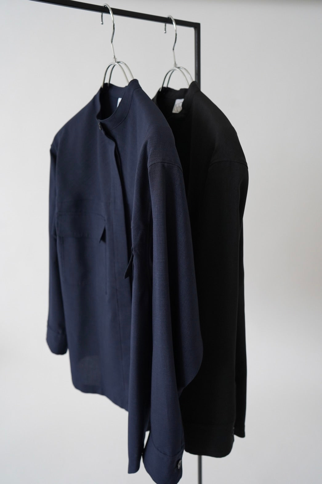 Collarless shirt - NAVY