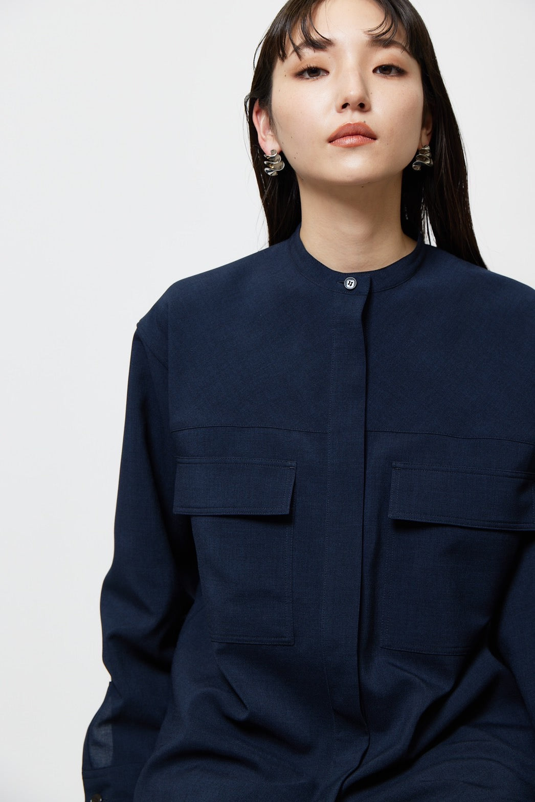 Collarless shirt - NAVY