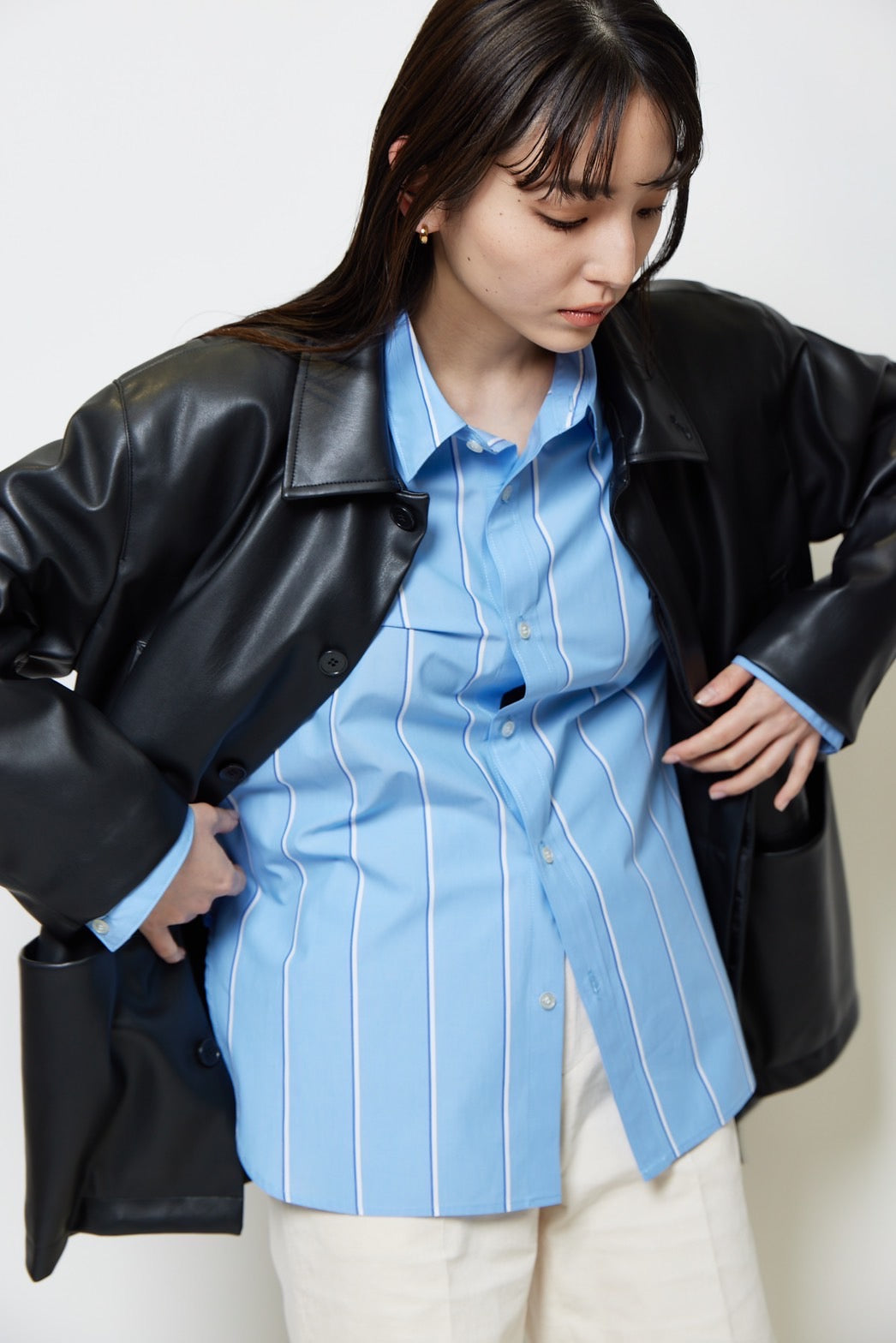 Basic oversized shirt - BLUE STRIPE
