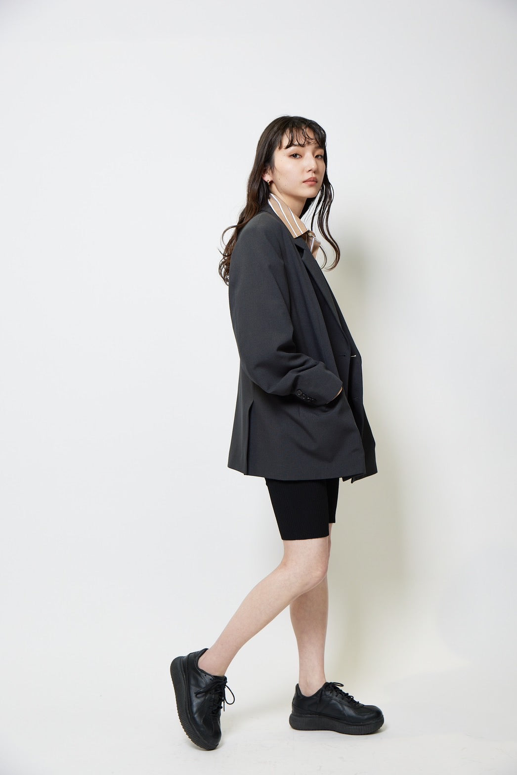 Basic oversized shirt - BROWN STRIPE