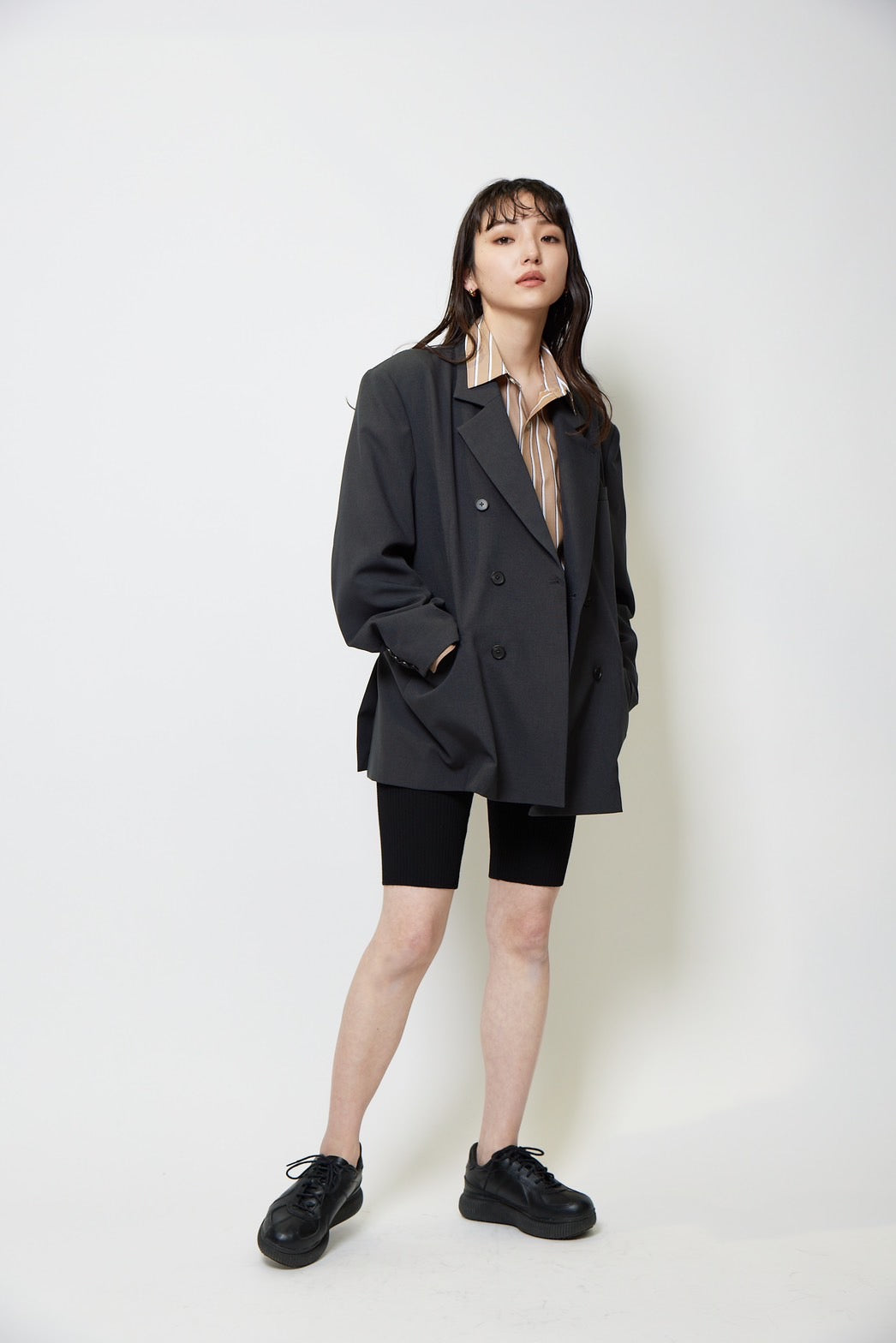 Basic oversized shirt - BROWN STRIPE