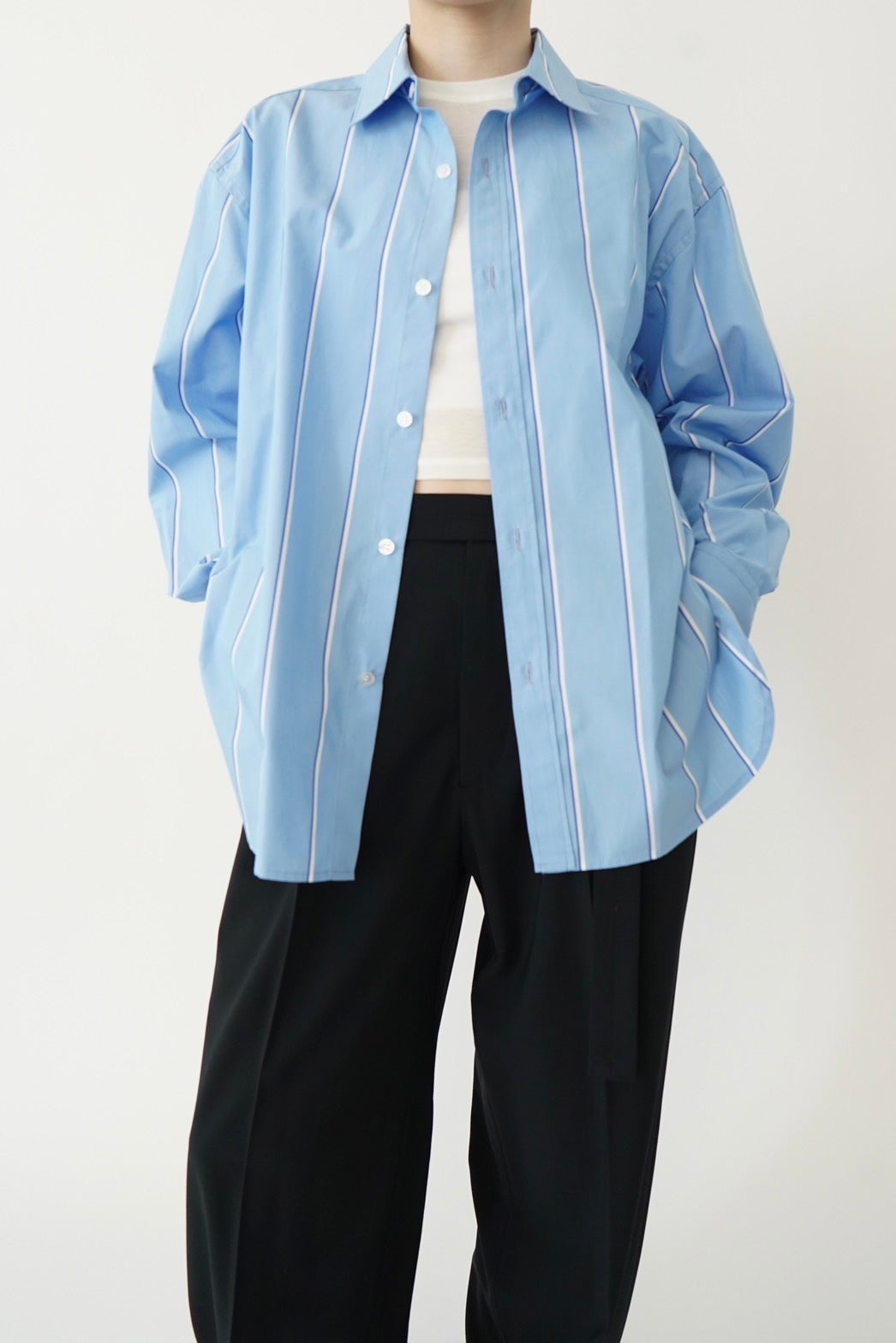 Basic oversized shirt - BLUE STRIPE