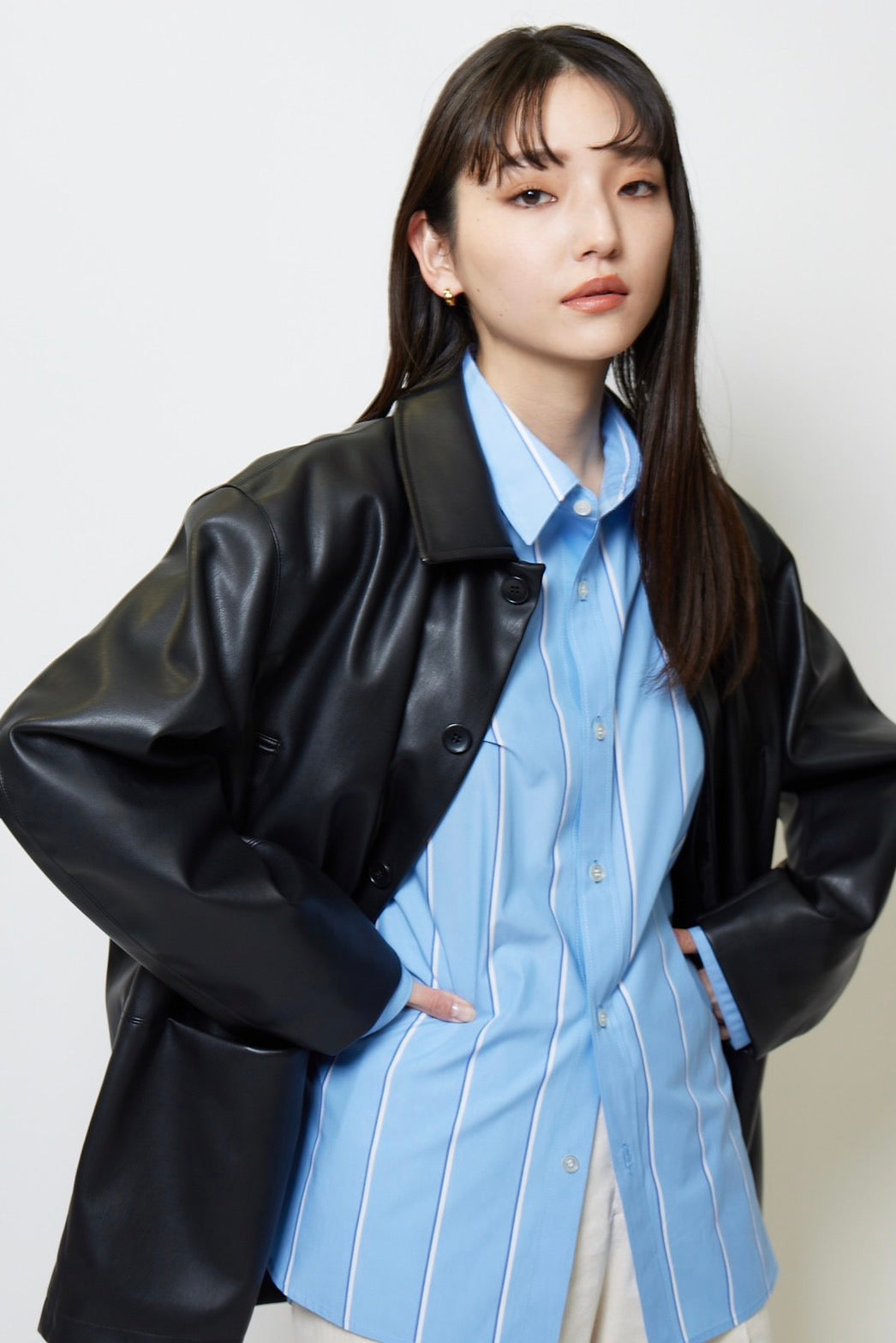 Basic oversized shirt - BLUE STRIPE