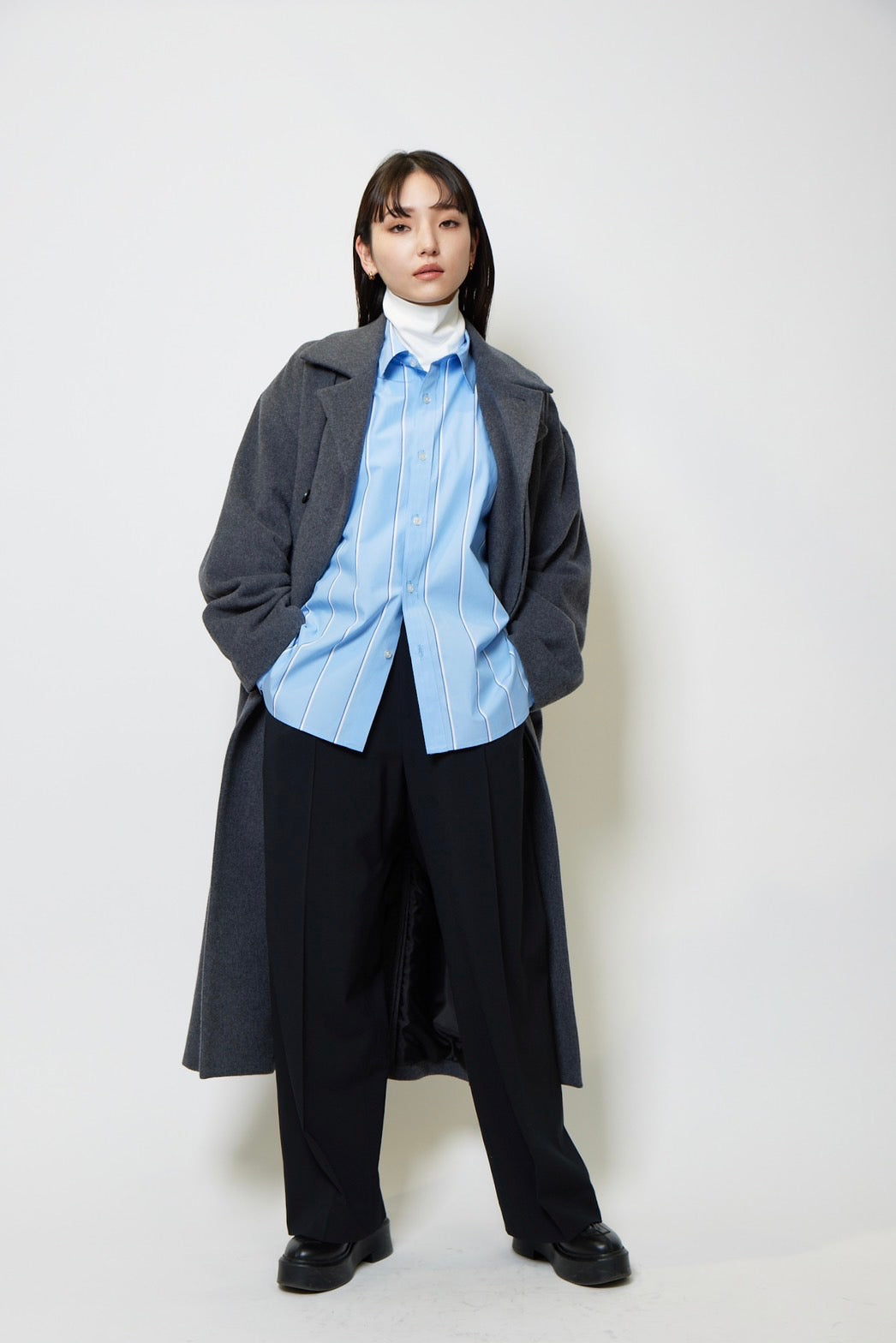 Basic oversized shirt - BLUE STRIPE