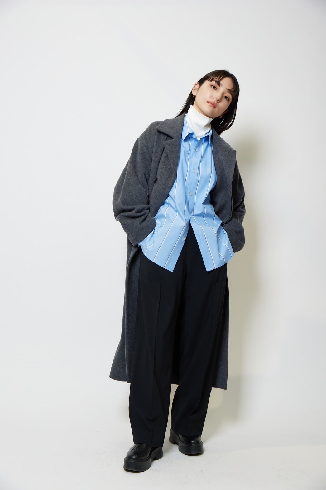Basic oversized shirt - BLUE STRIPE