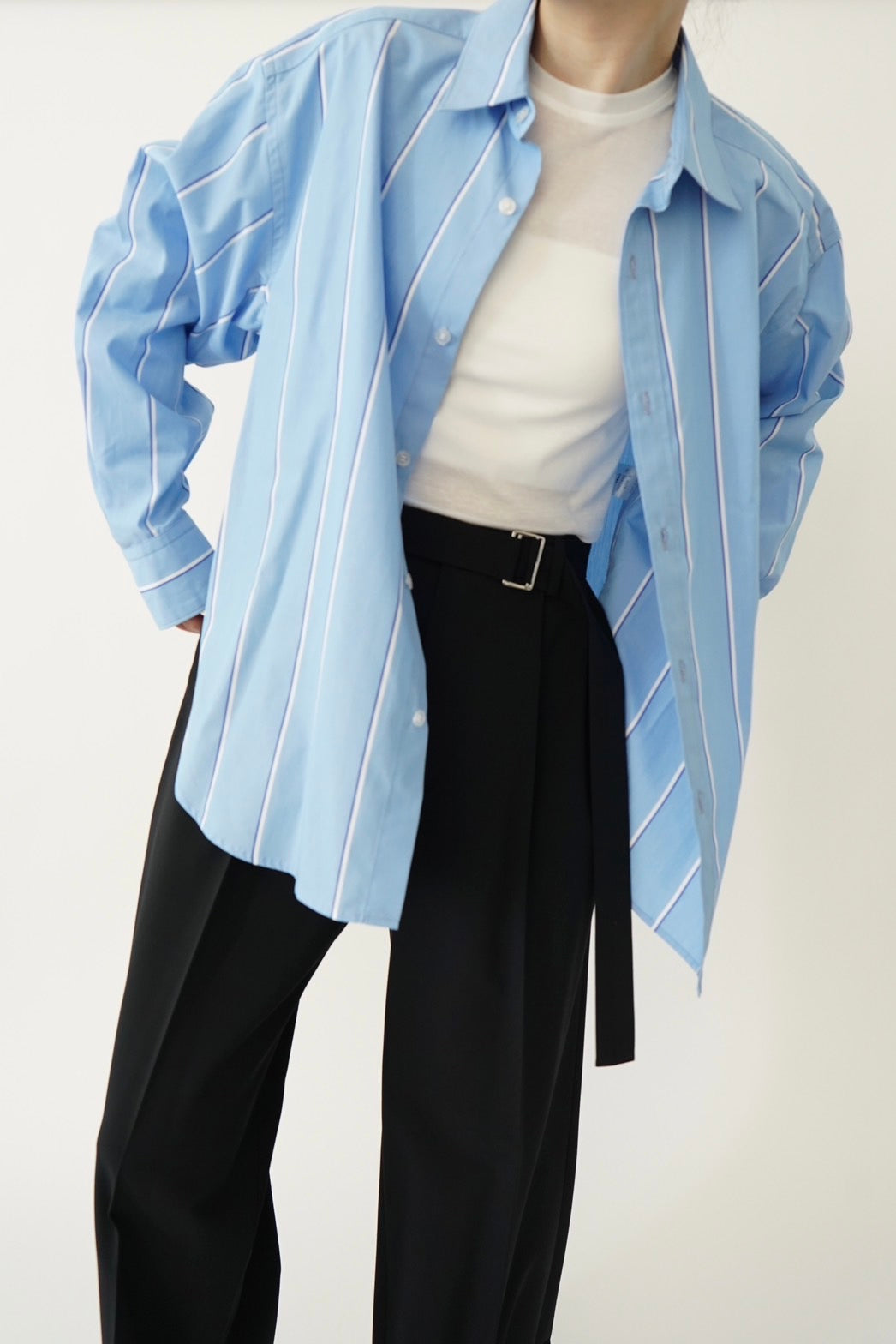Basic oversized shirt - BLUE STRIPE