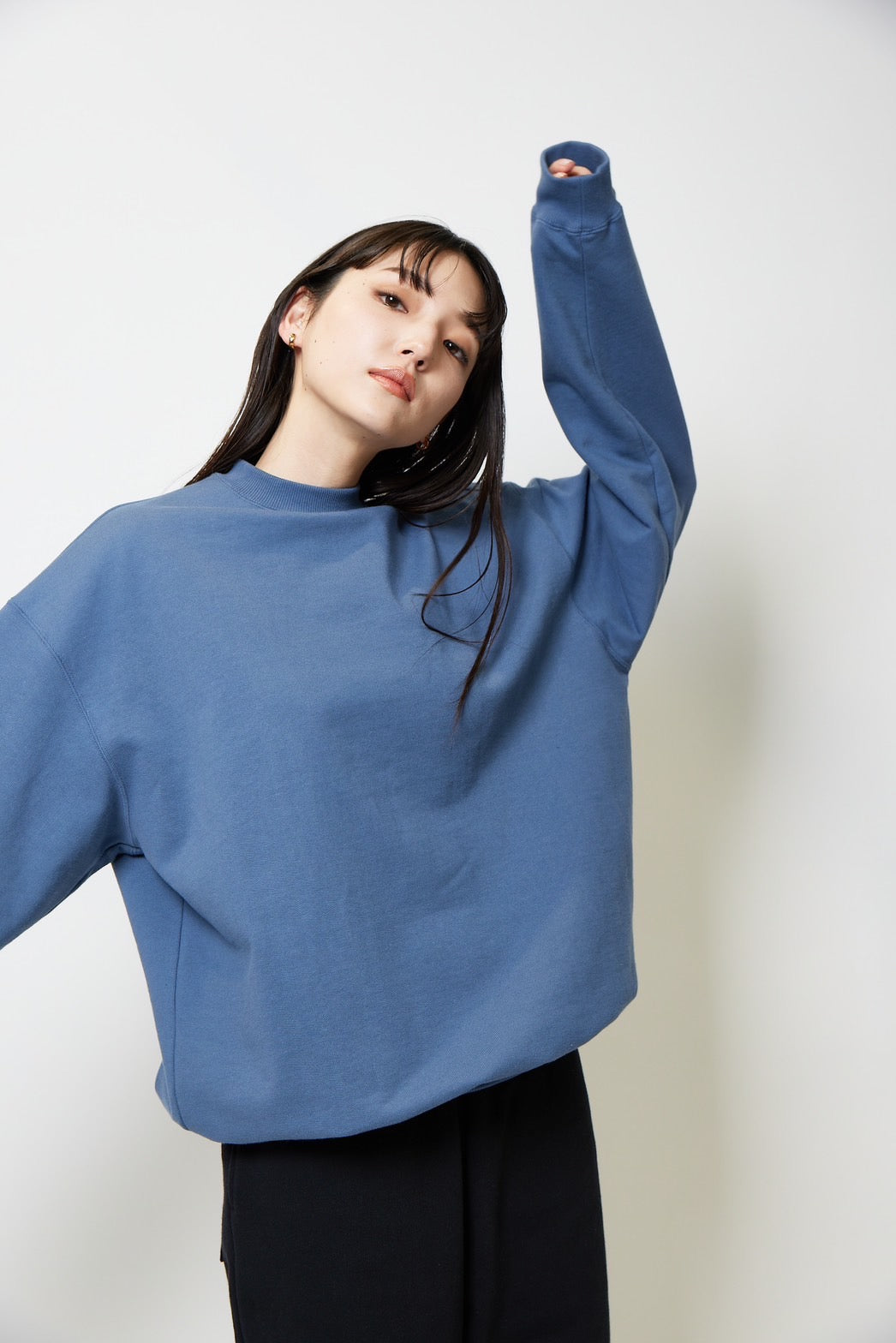 Heavy weight sweat p/o - BLUE GRAY