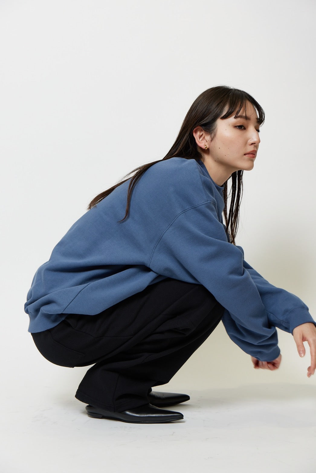 Heavy weight sweat p/o - BLUE GRAY