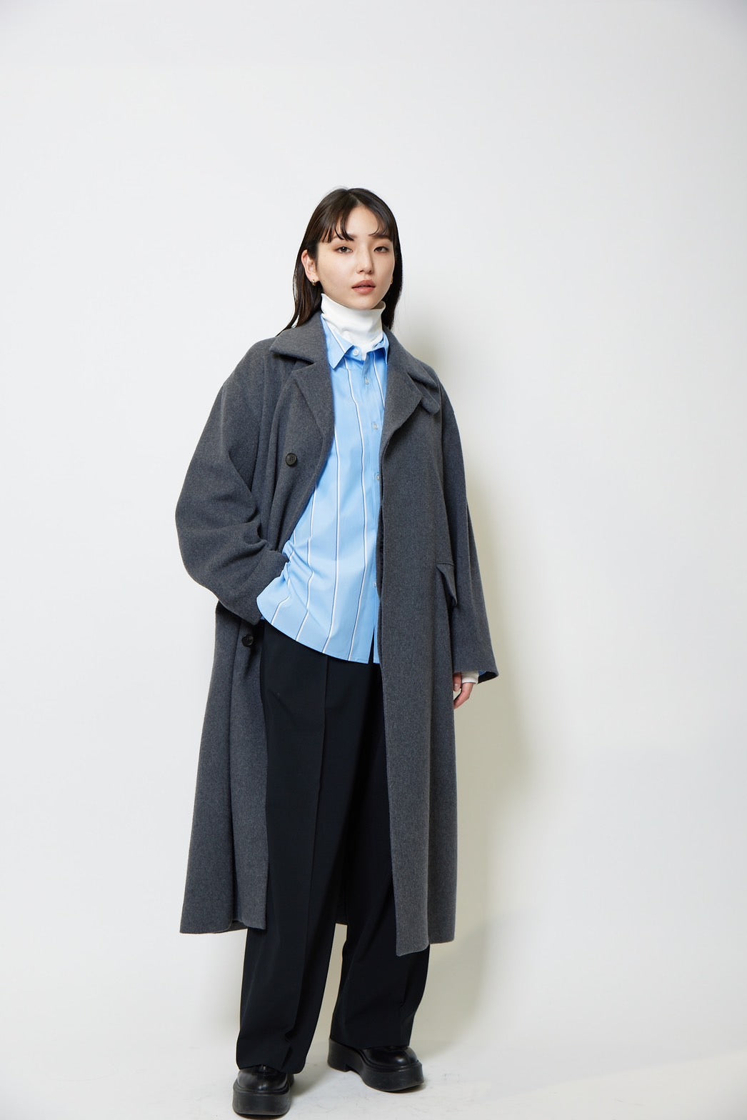 Basic oversized shirt - BLUE STRIPE