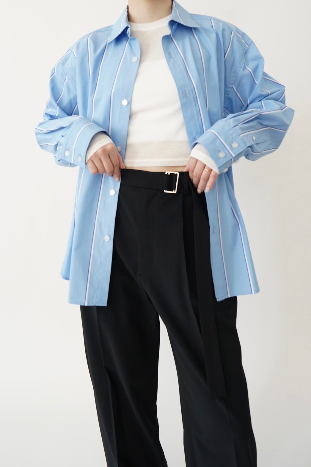 Basic oversized shirt - BLUE STRIPE