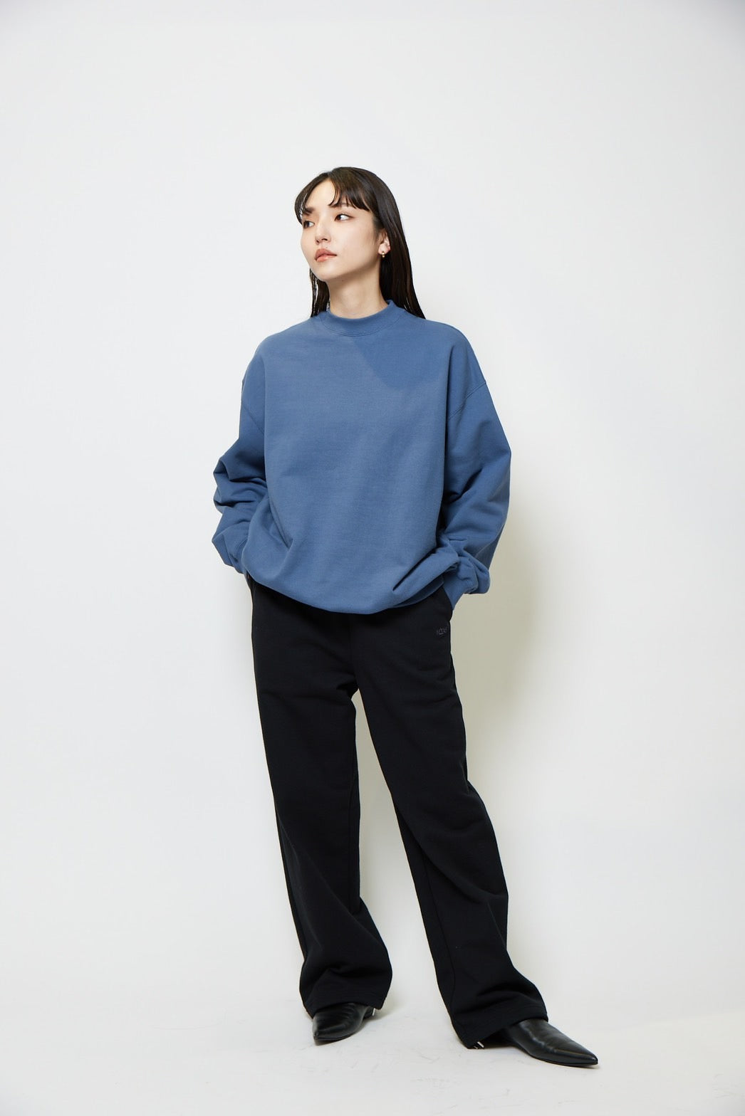 Heavy weight sweat p/o - BLUE GRAY