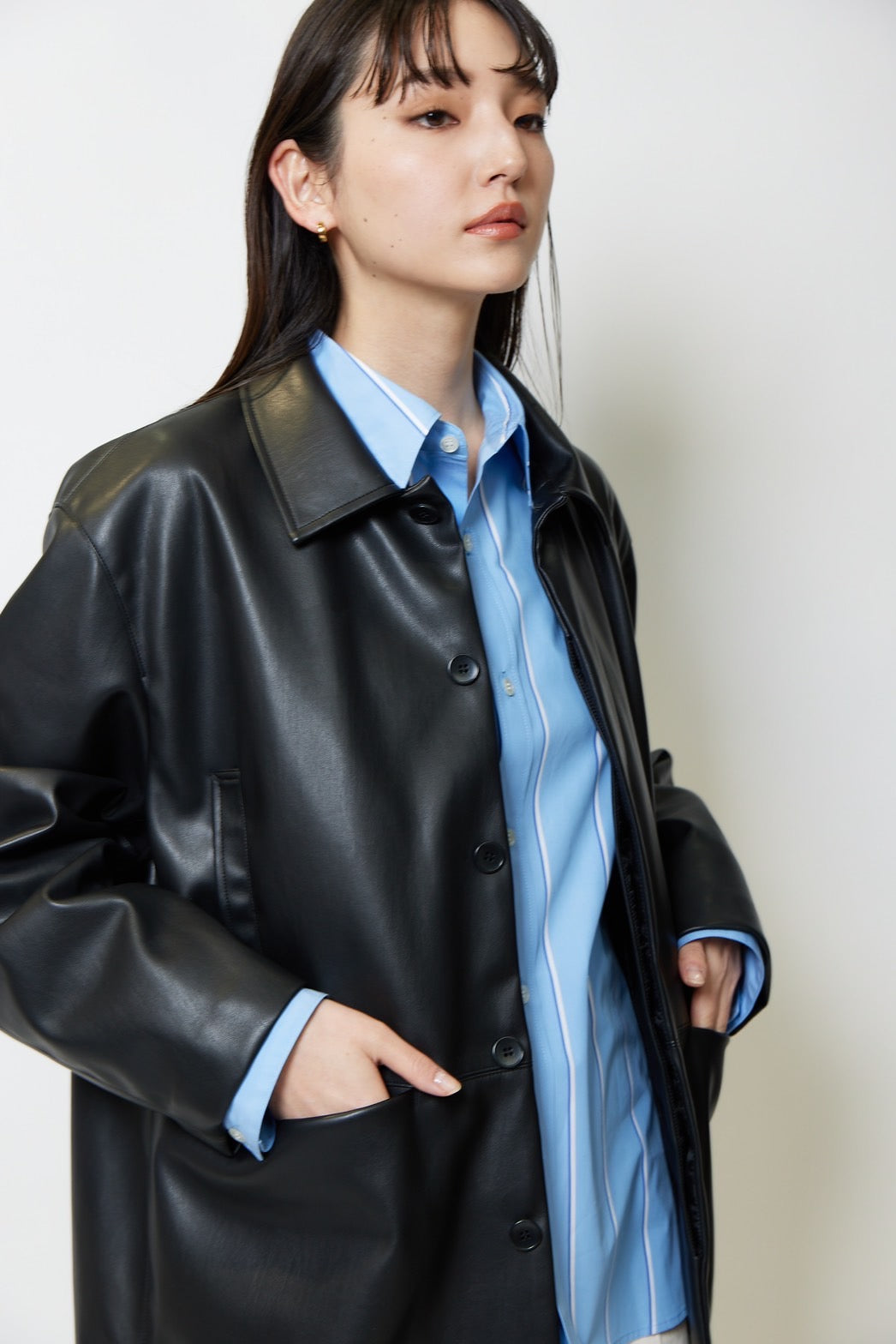 Basic oversized shirt - BLUE STRIPE