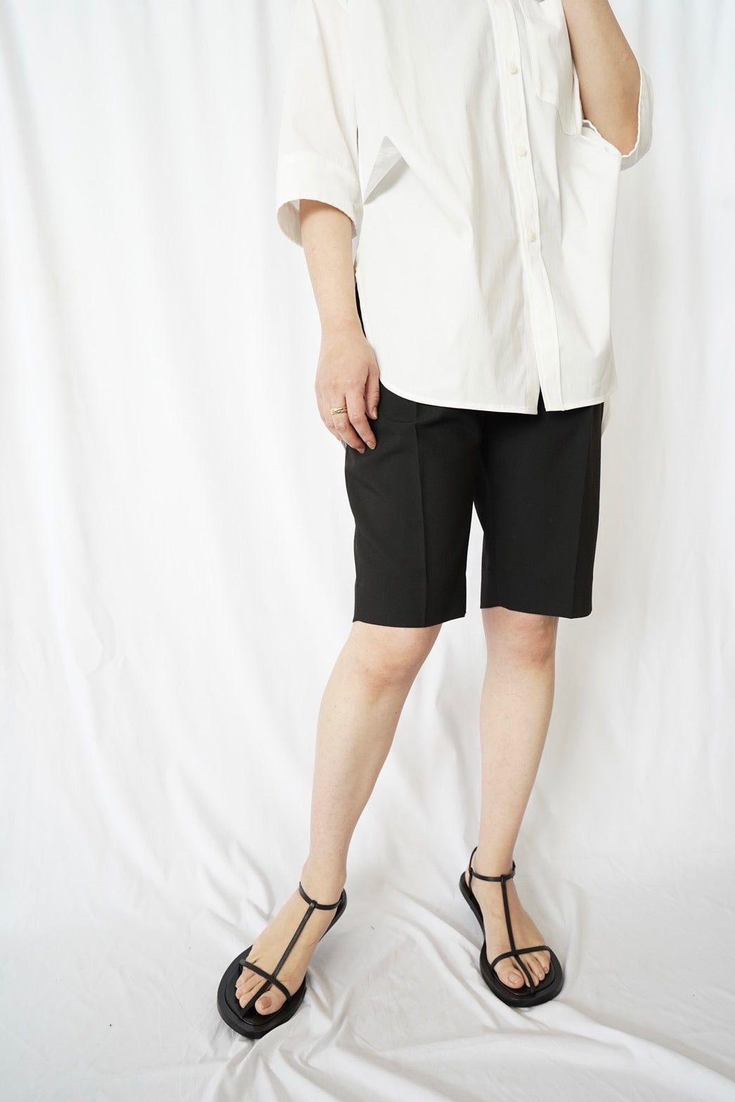 Half Sleeve Big Shirt - WHITE