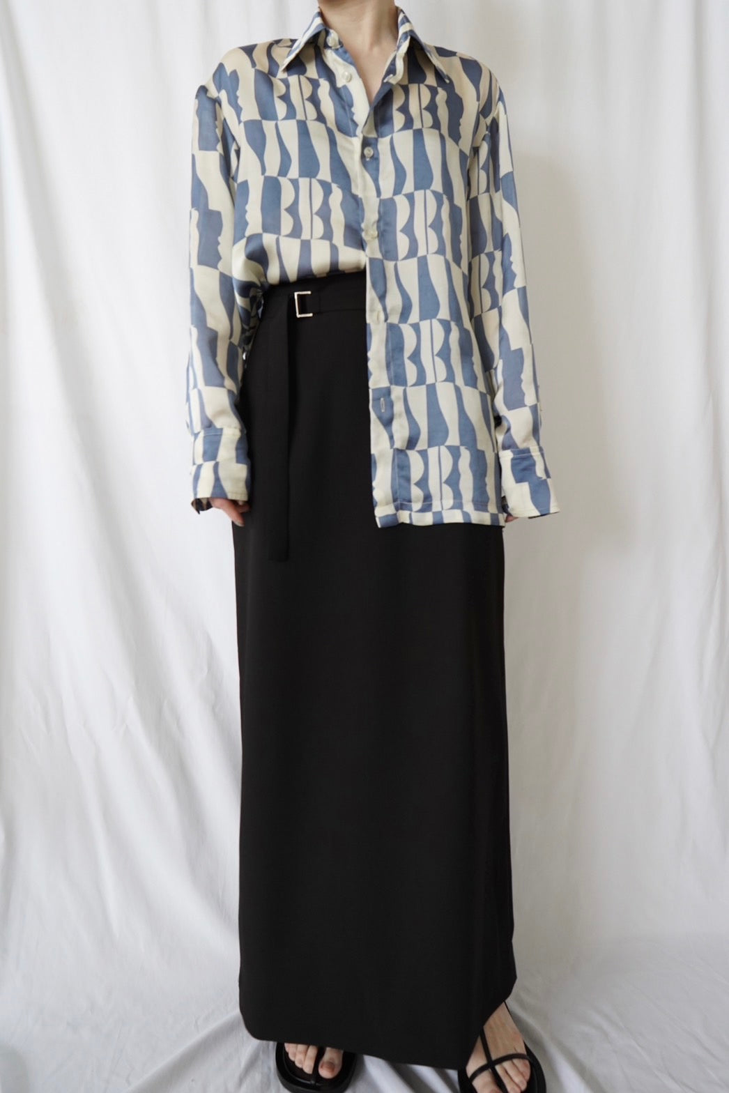 Print Long Sleeve Shirt - BLUE