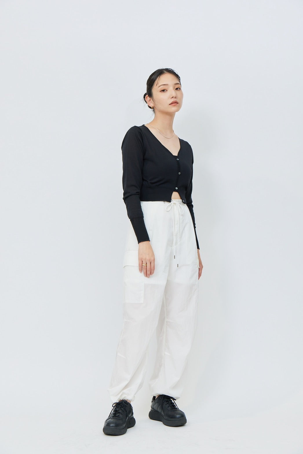 Nylon Cargo Pants - WHITE