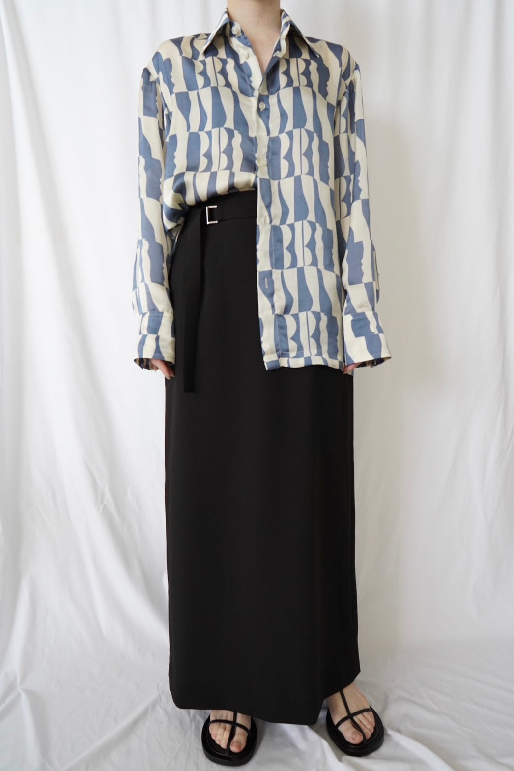 Print Long Sleeve Shirt - BLUE