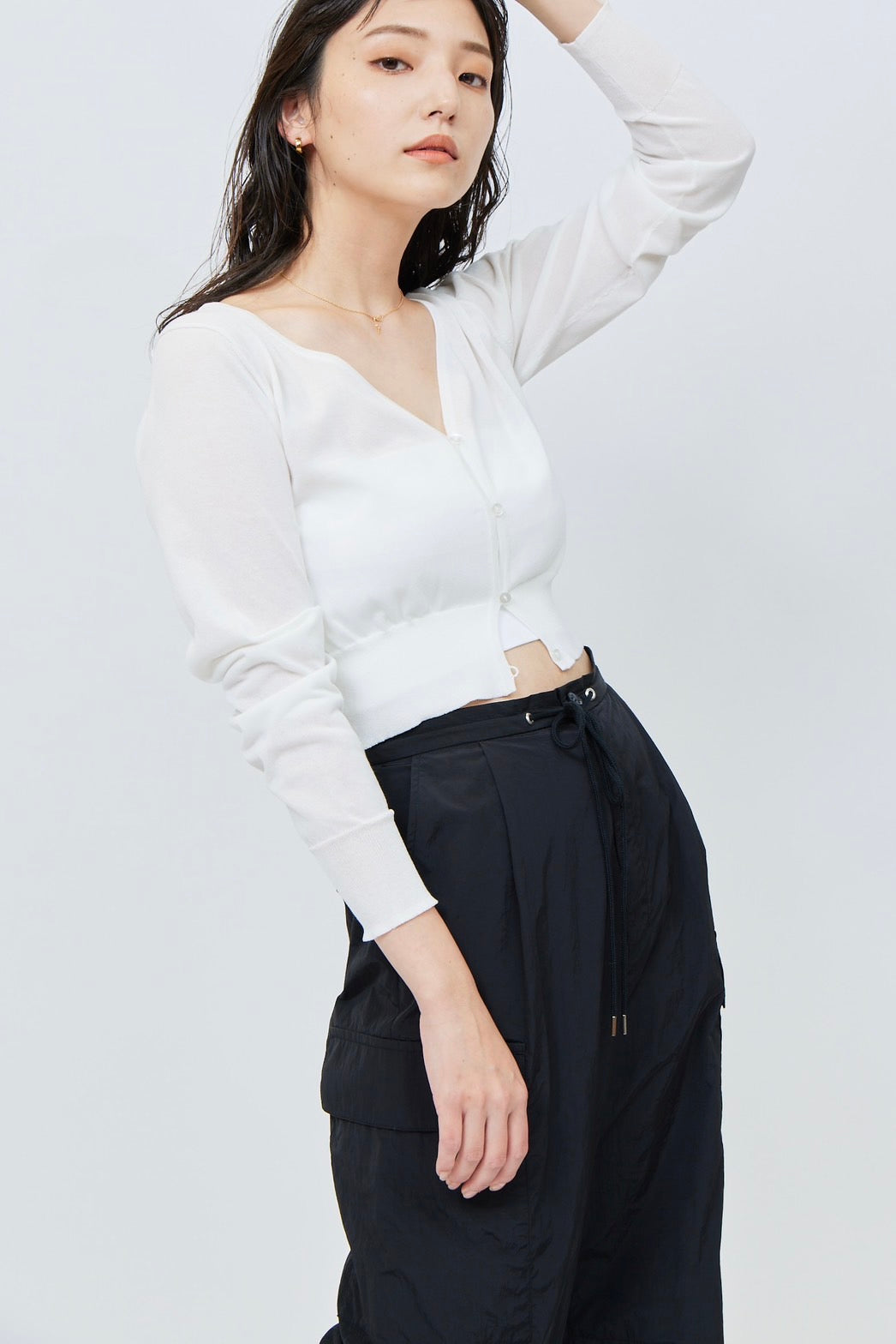 Nylon Cargo Pants - BLACK