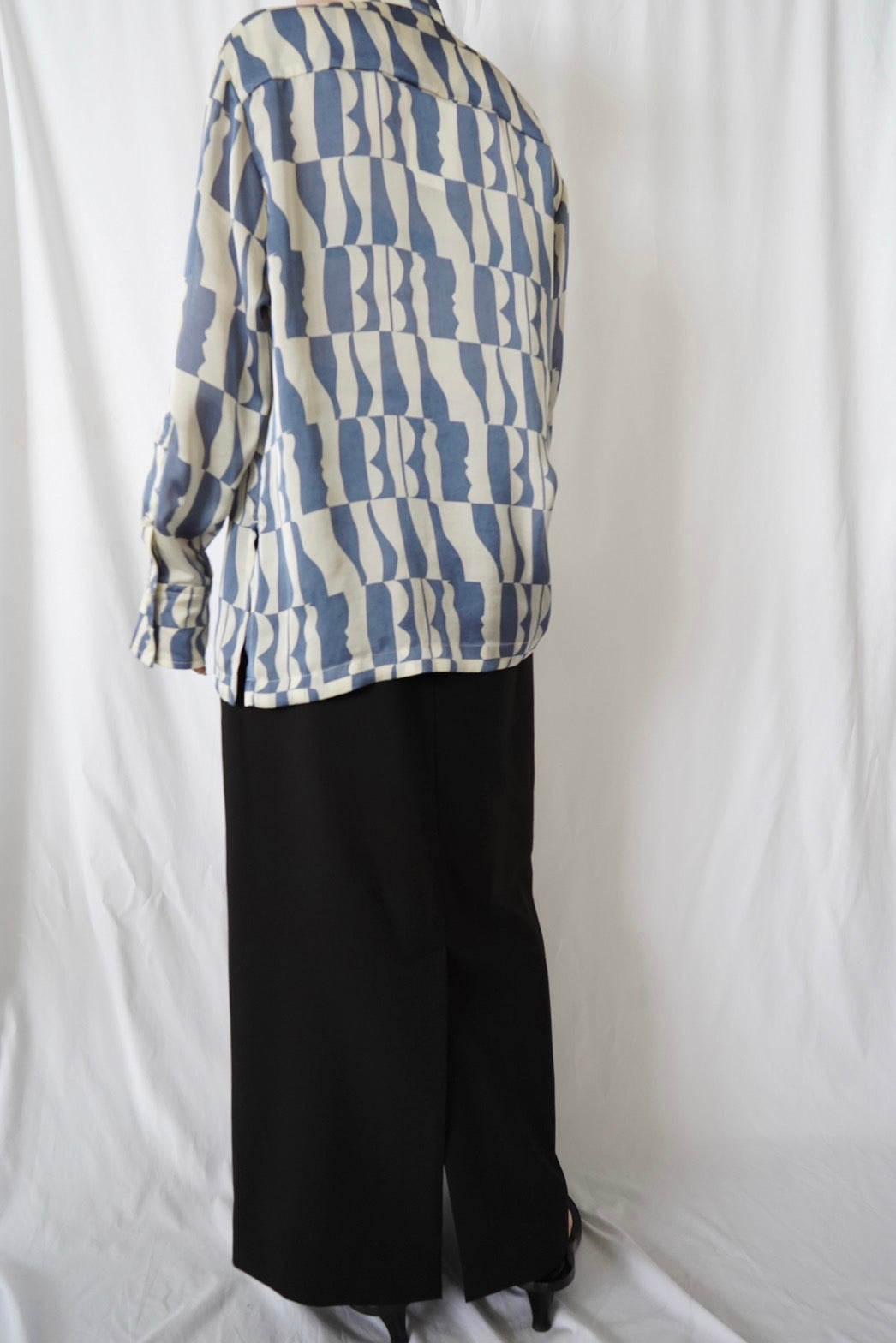 Print Long Sleeve Shirt - BLUE
