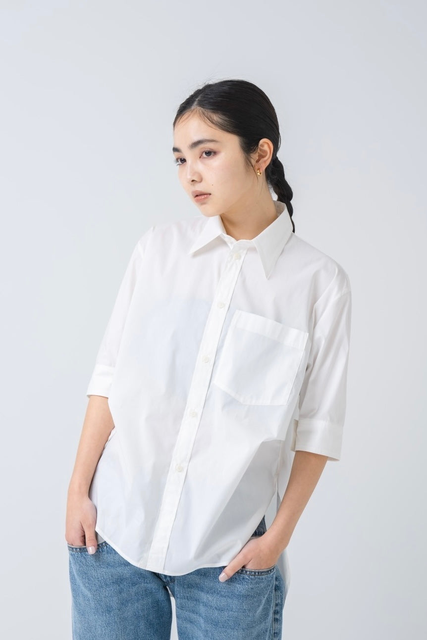 Half Sleeve Big Shirt - WHITE