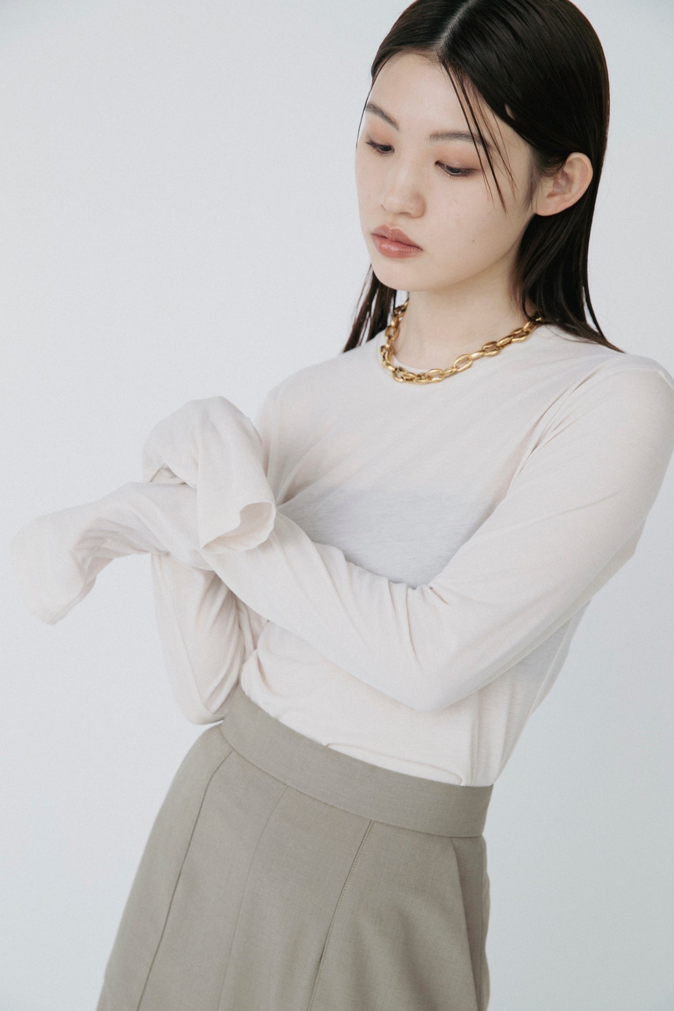LONG SLEEVE SEE-THROUGH C/S