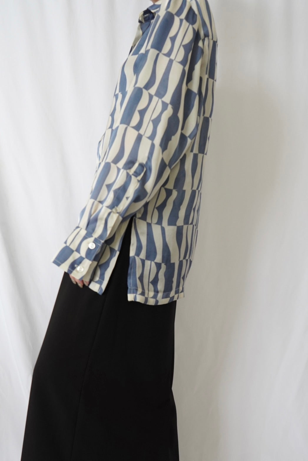 Print Long Sleeve Shirt - BLUE
