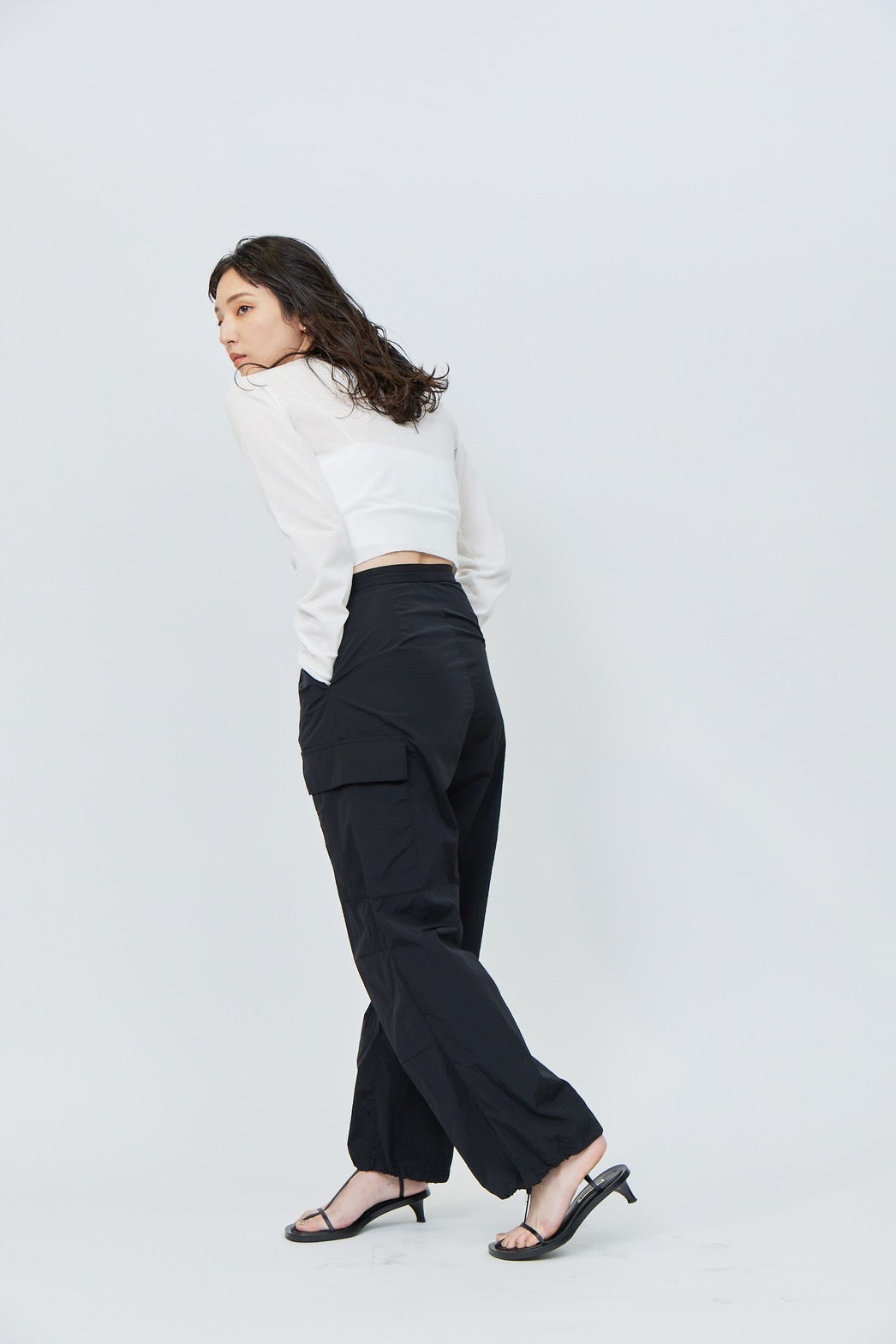 Nylon Cargo Pants - BLACK