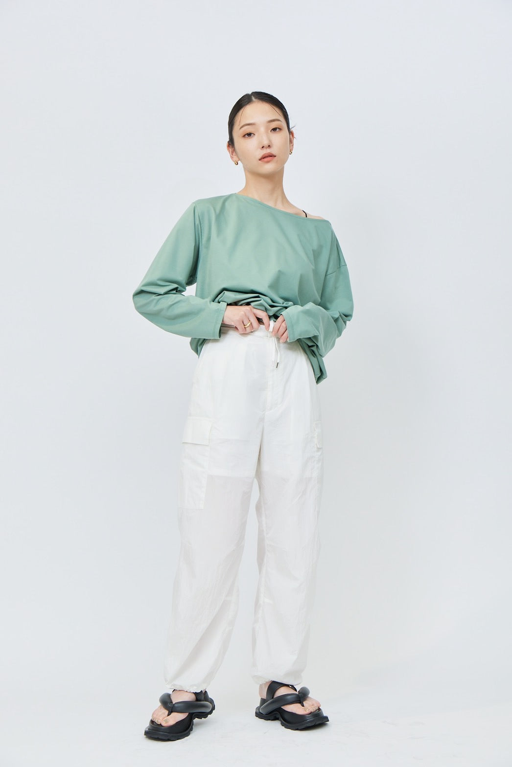 Nylon Cargo Pants - WHITE