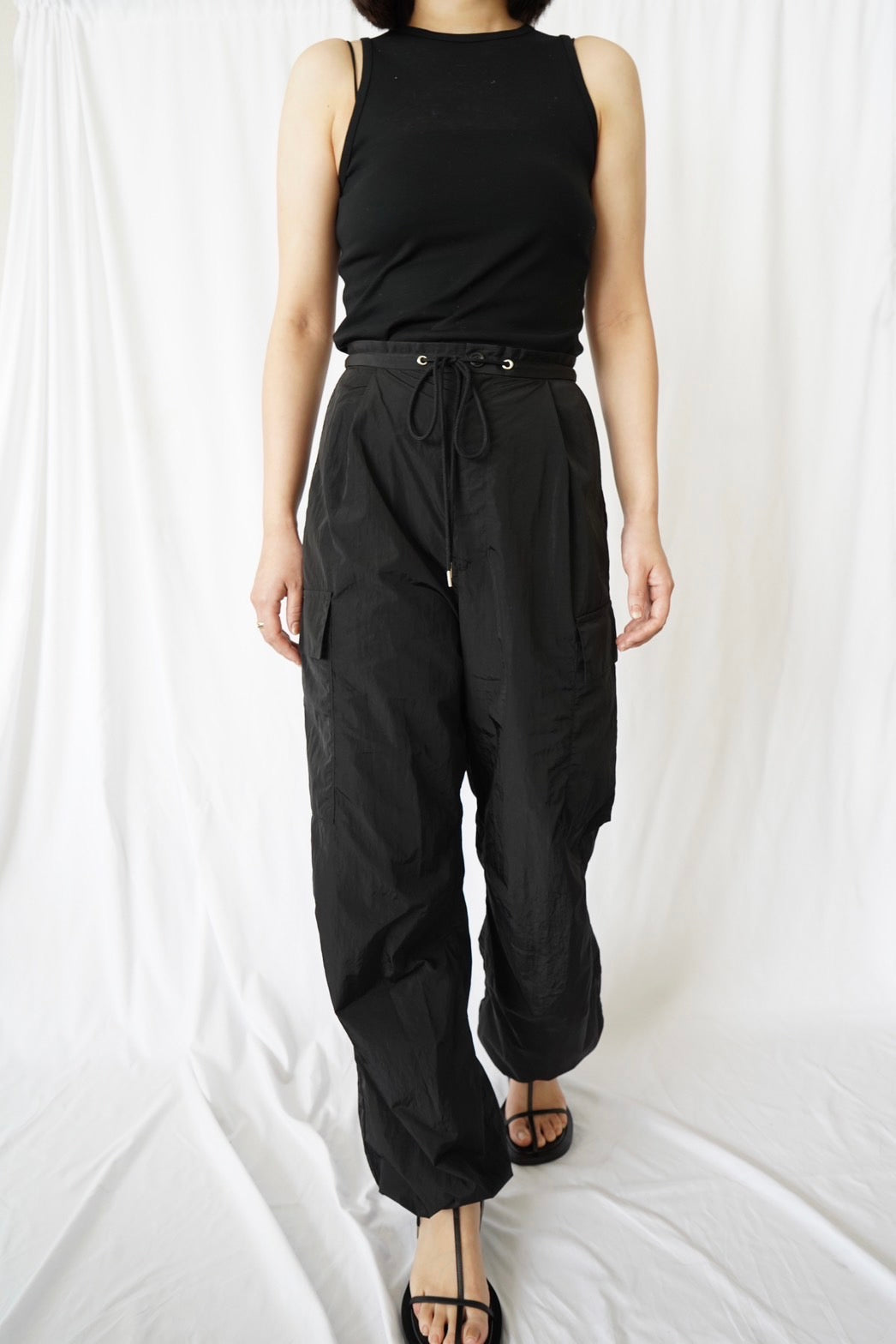 Nylon Cargo Pants - BLACK