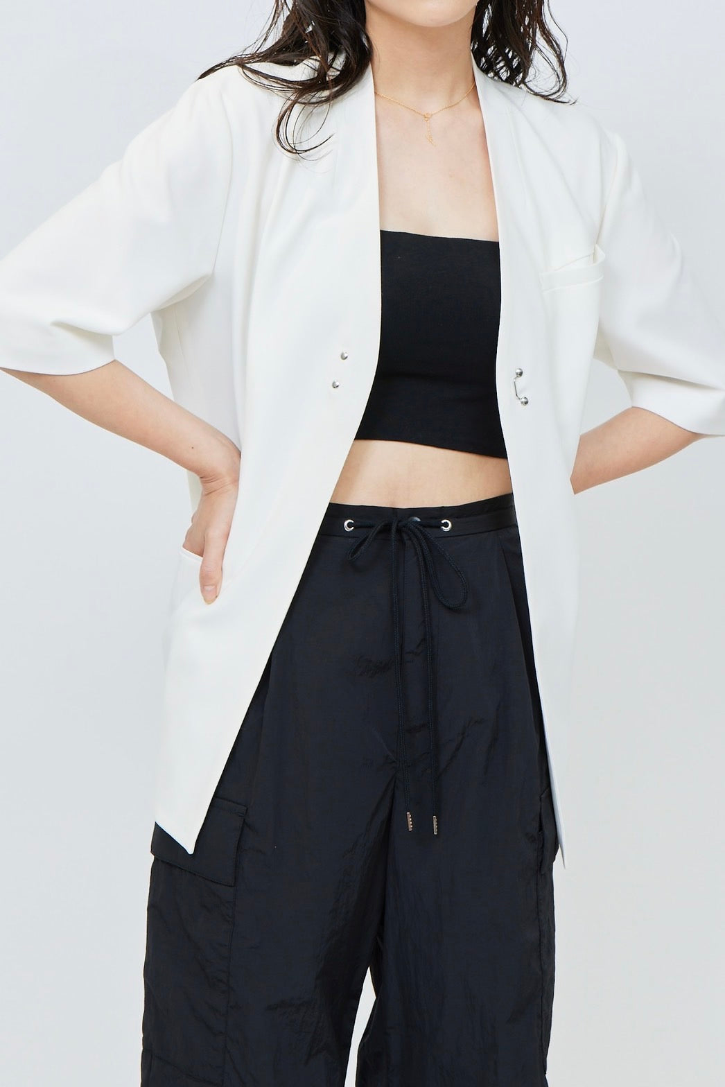 Nylon Cargo Pants - BLACK