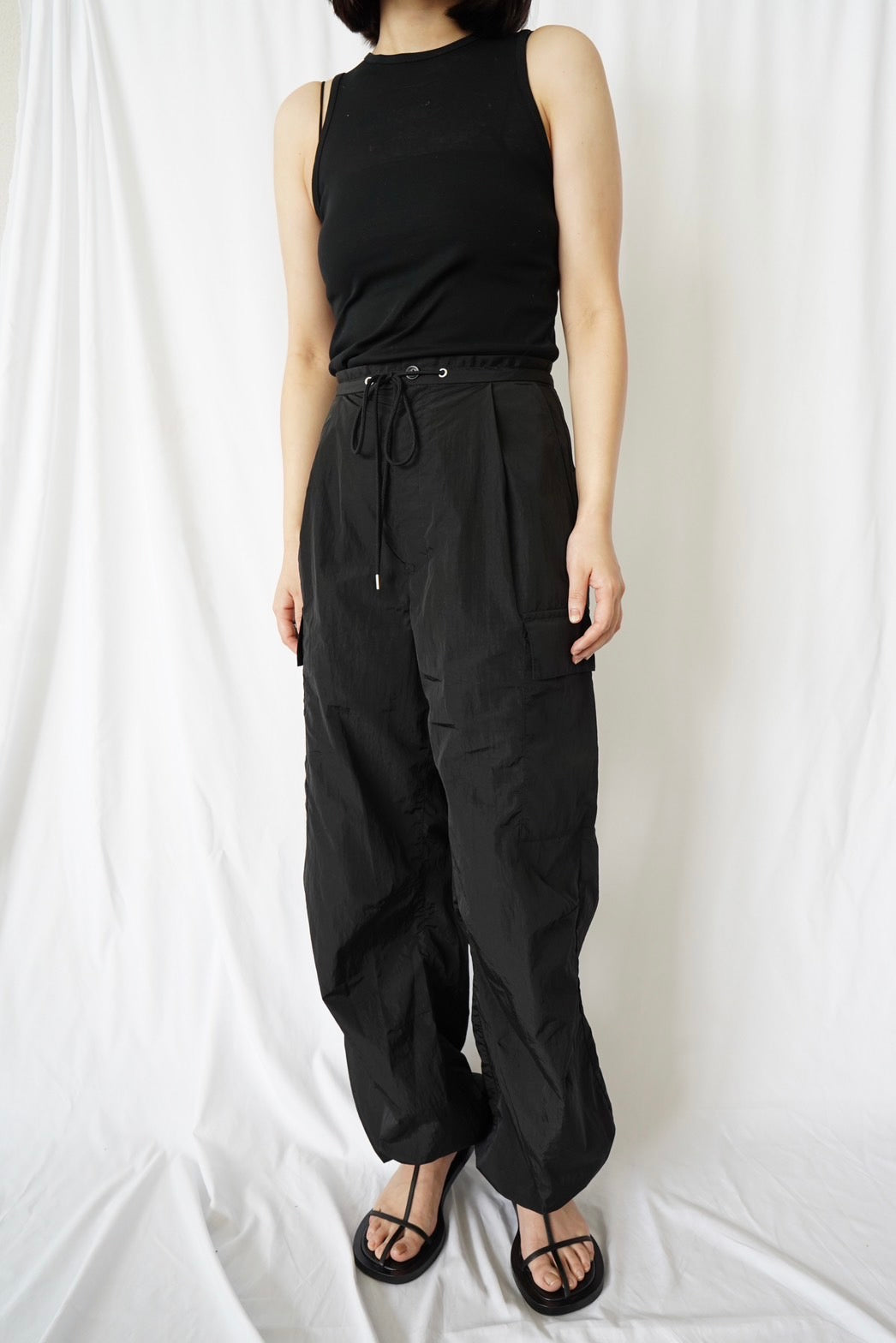 Nylon Cargo Pants - BLACK