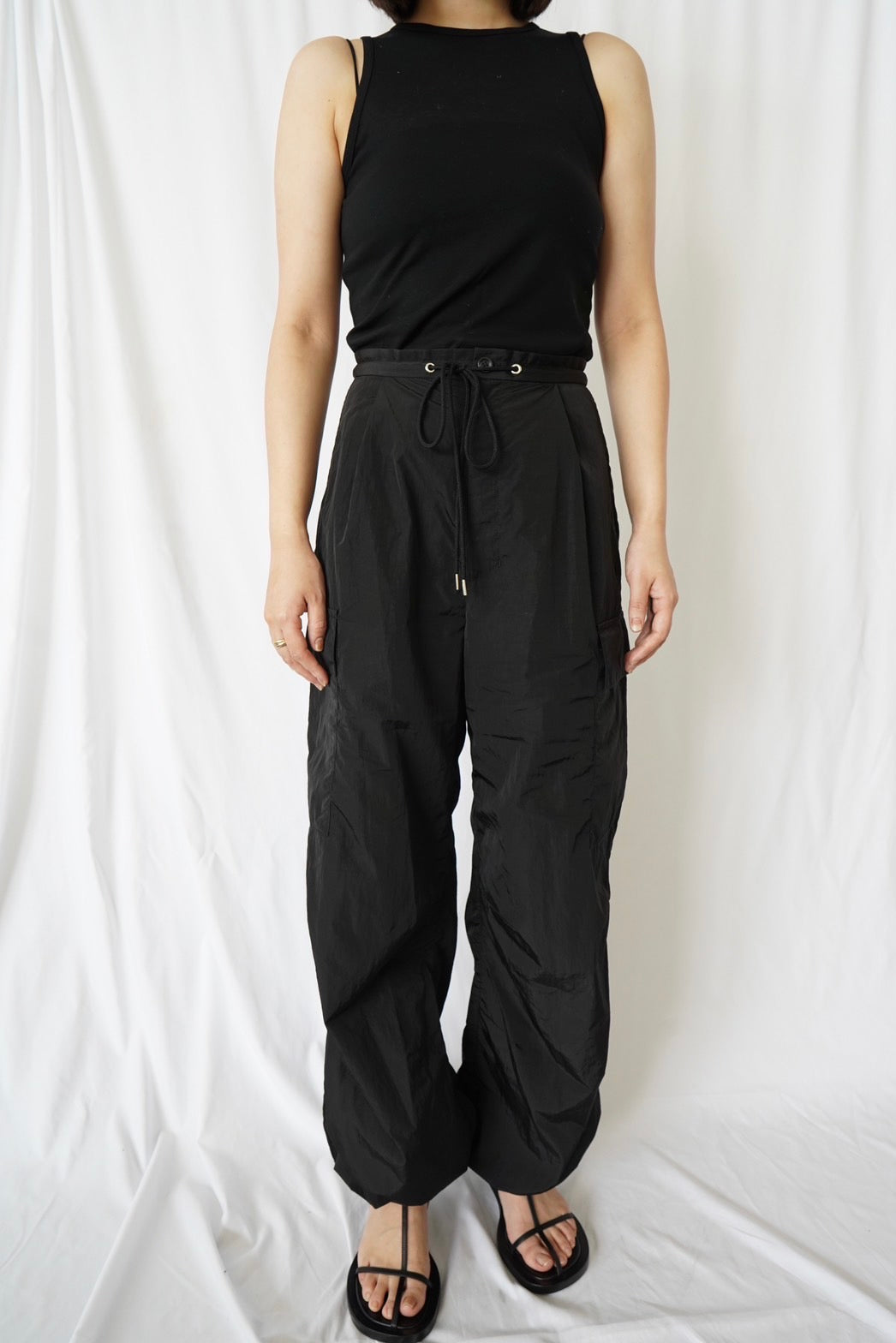 Nylon Cargo Pants - BLACK