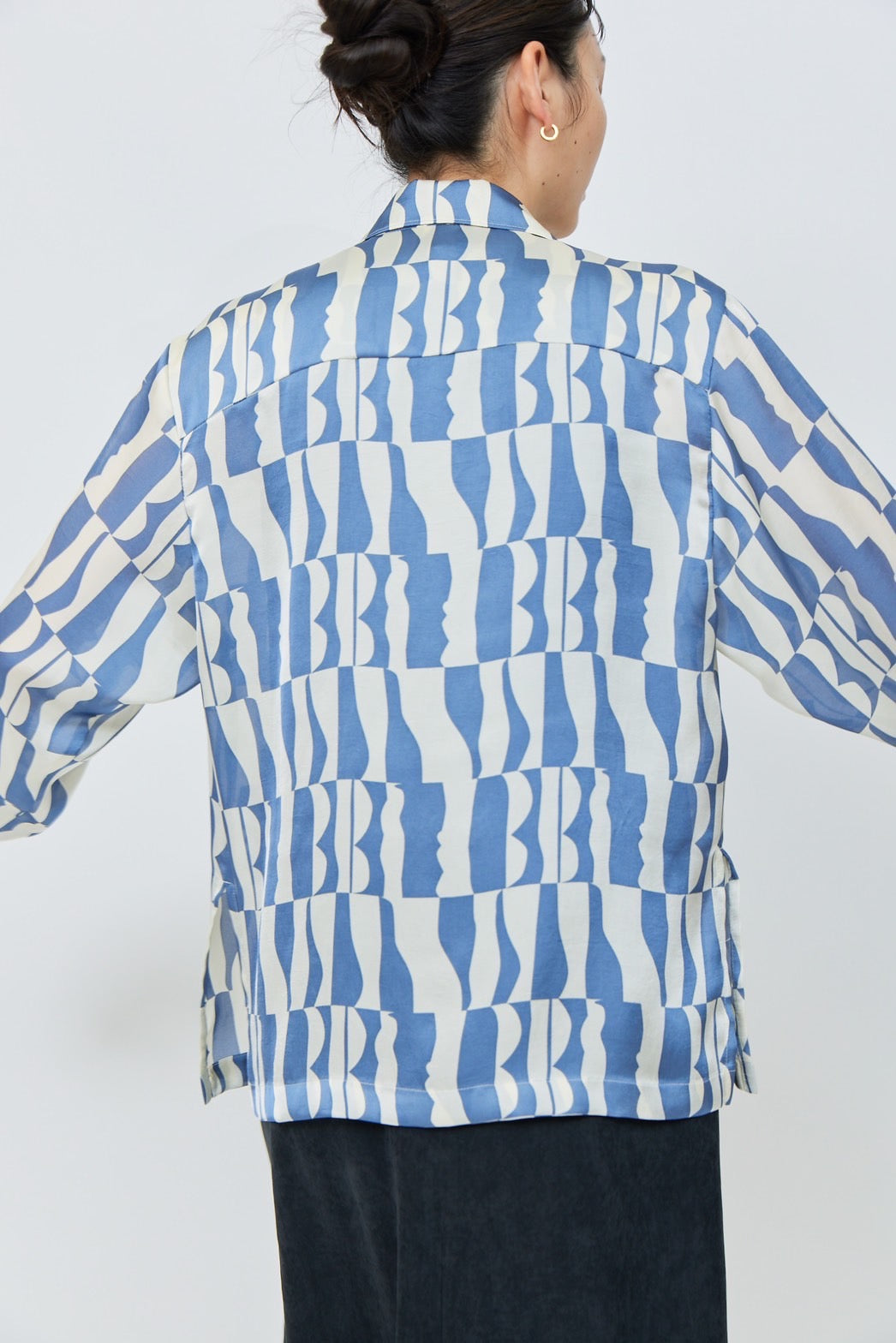 Print Long Sleeve Shirt - BLUE